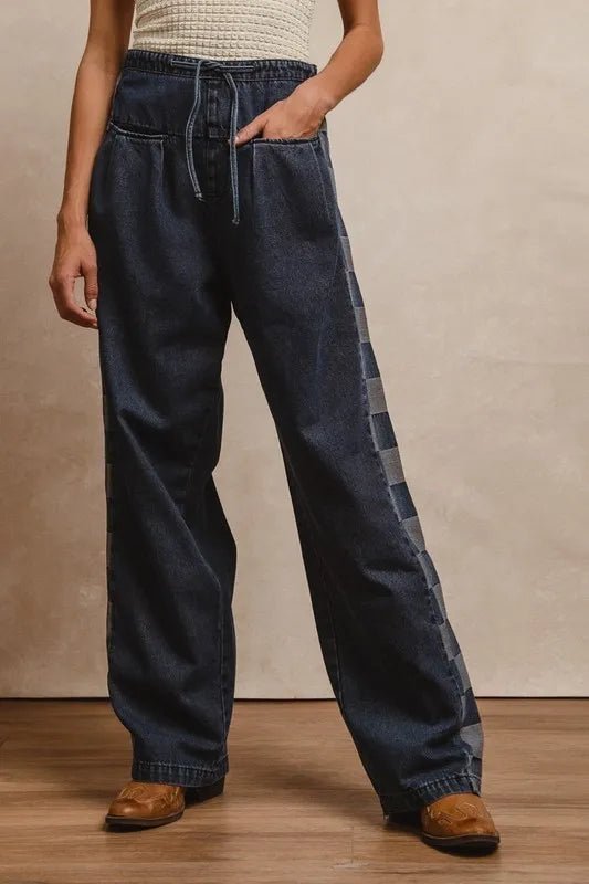 BiBi Washed Denim Mix And Match Long Pants - PBNJ FASHIONS