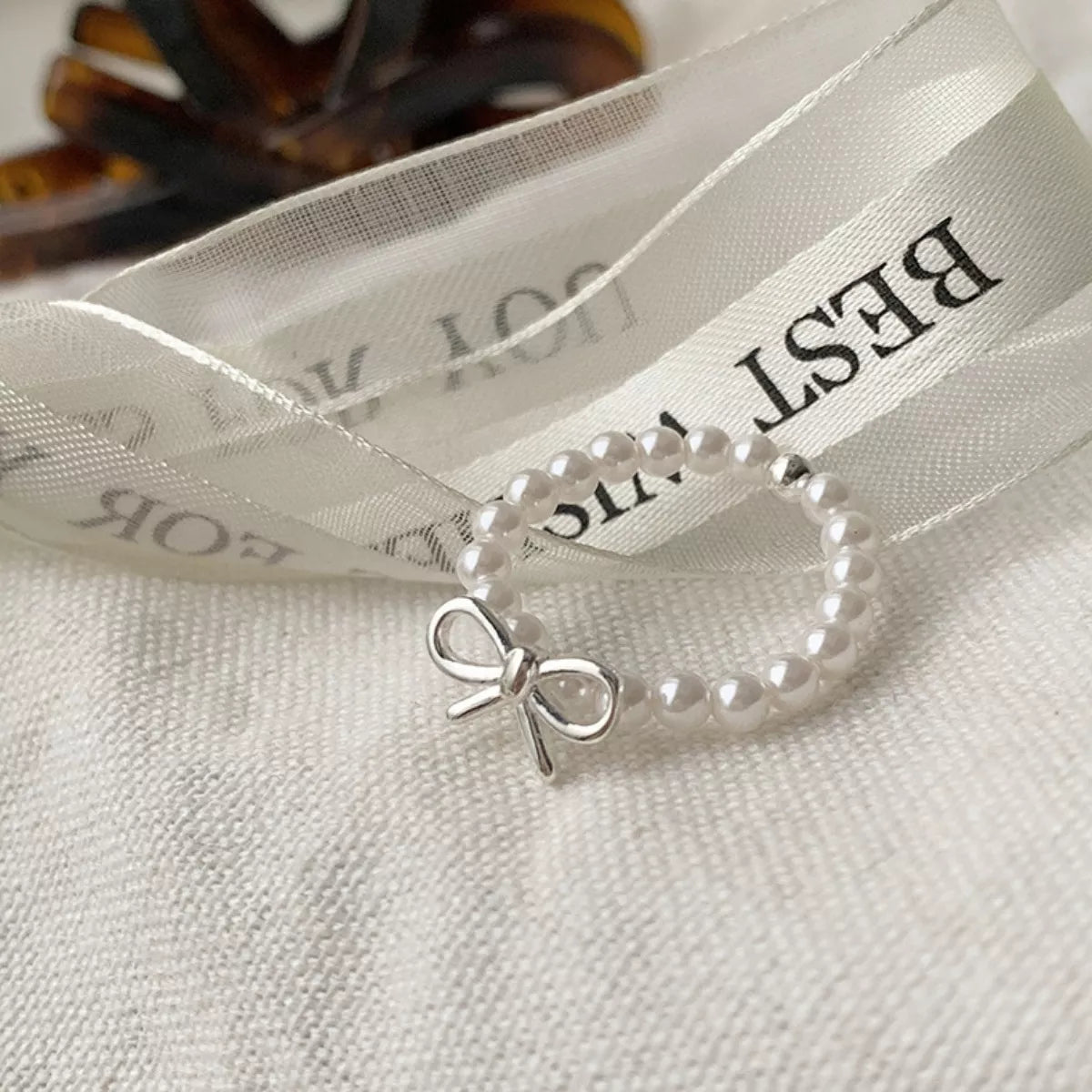 Bow Pearl Beaded Ring - PBNJ FASHIONS