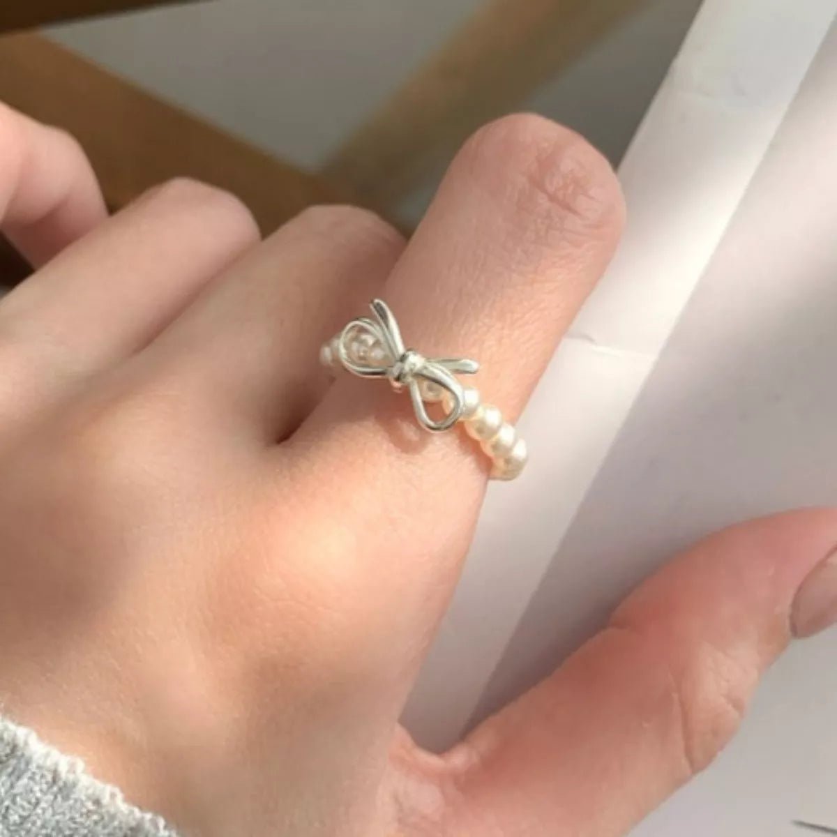 Bow Pearl Beaded Ring - PBNJ FASHIONS