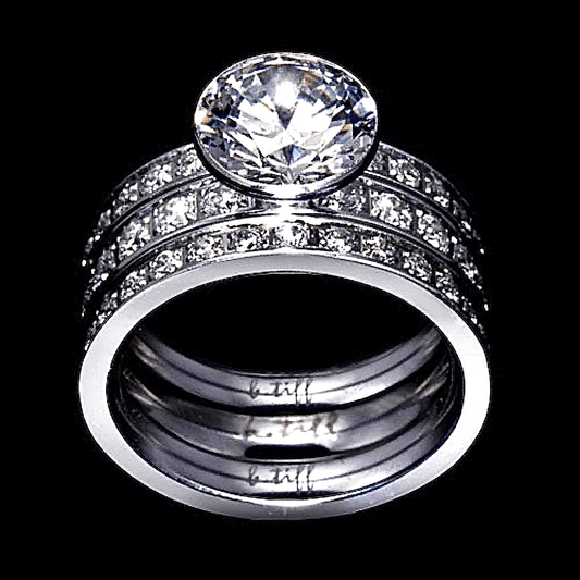 B.Tiff 2 ct Solitaire Pave Engagement Ring & Eternity Bands Set - PBNJ FASHIONS