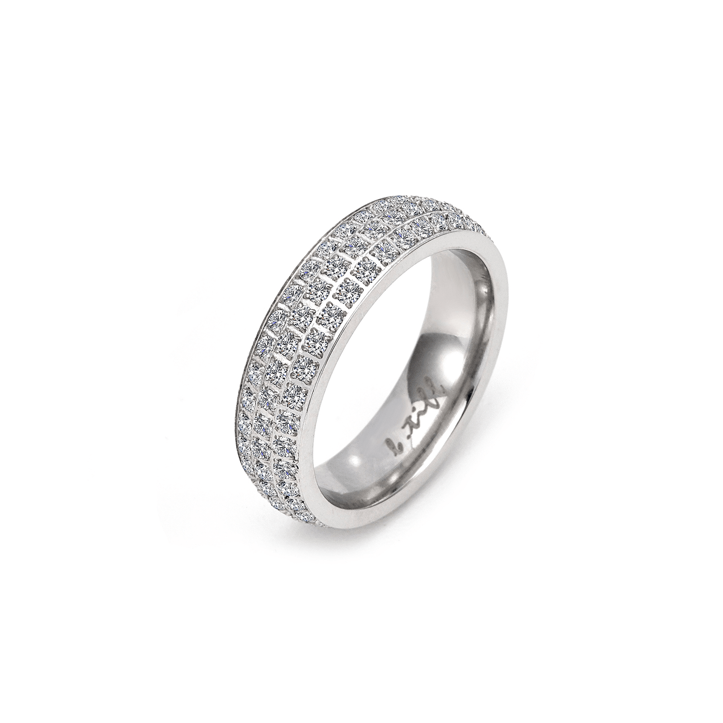 B.Tiff Aŭreolo II 1 ct Cushion Cut Halo Engagement Ring & Three - Row Eternity Band Set - PBNJ FASHIONS