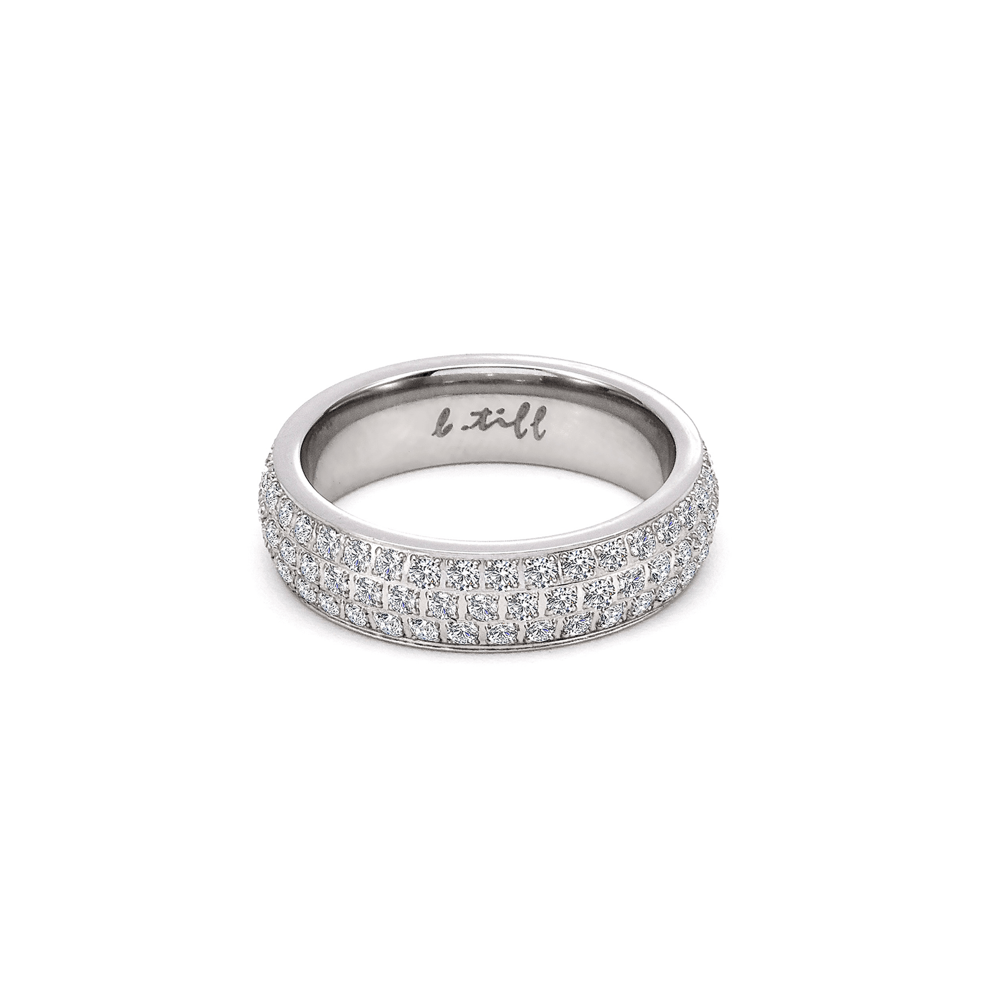 B.Tiff Aŭreolo II 1 ct Cushion Cut Halo Engagement Ring & Three - Row Eternity Band Set - PBNJ FASHIONS