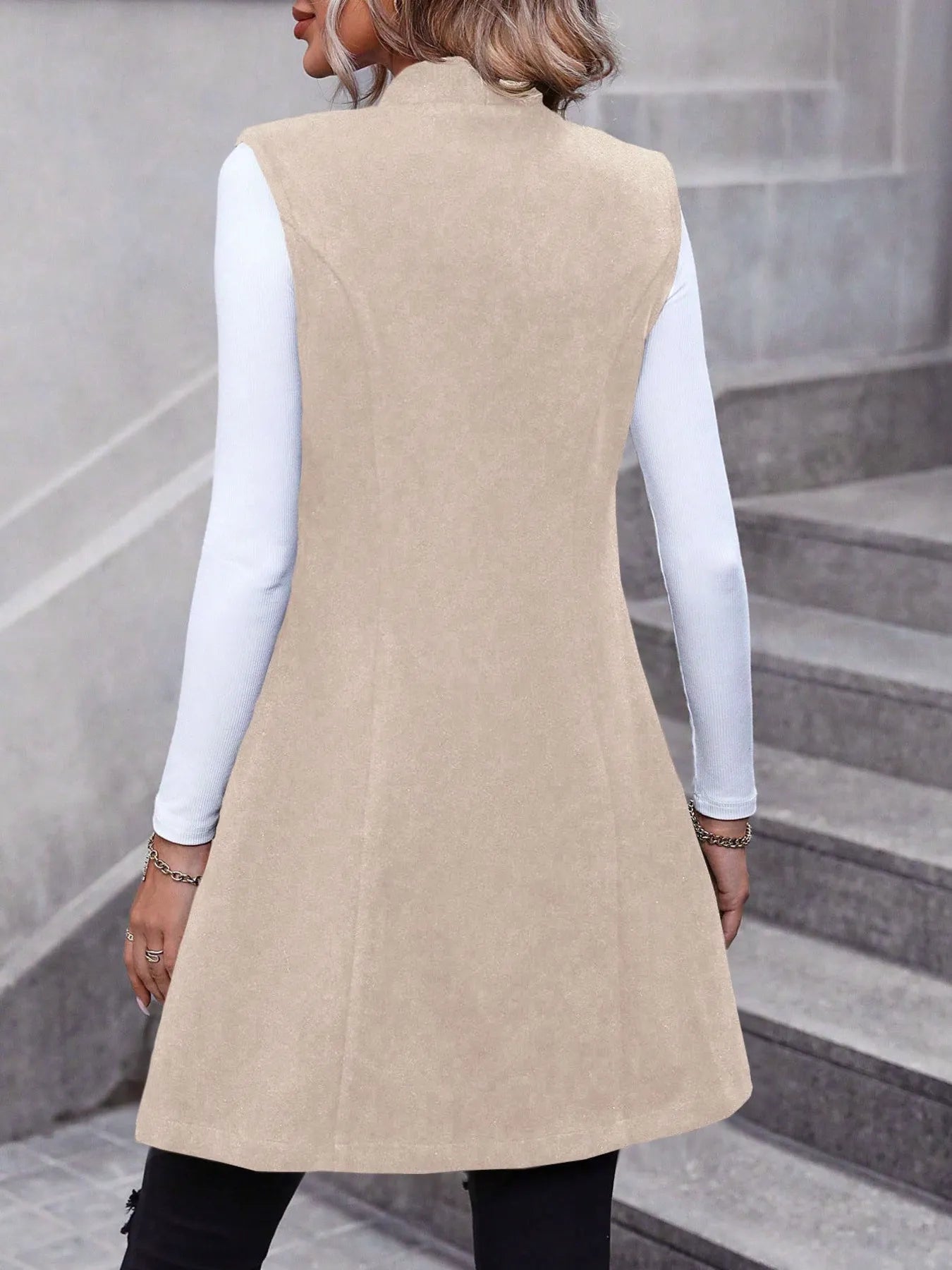 Button Up Longline Vest Coat - PBNJ FASHIONS