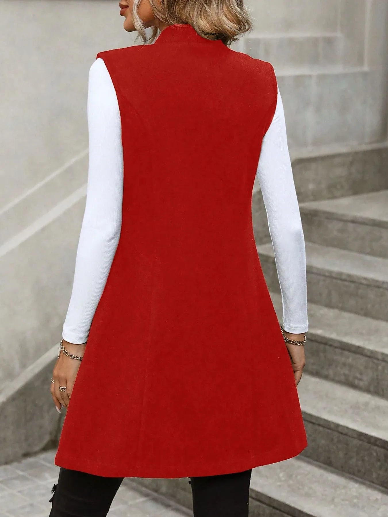 Button Up Longline Vest Coat - PBNJ FASHIONS