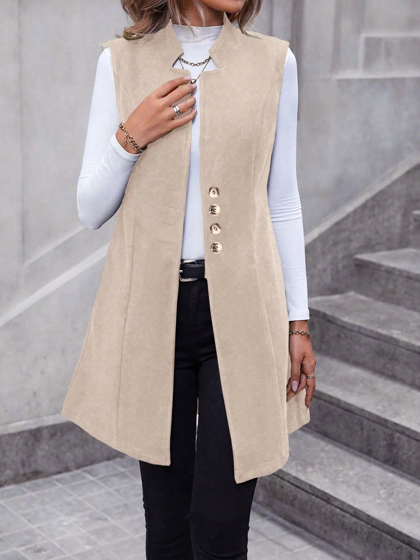 Button Up Longline Vest Coat - PBNJ FASHIONS