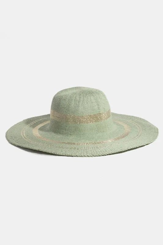 Fame Metallic Accent Trim Floppy Sun Hat - PBNJ FASHIONS
