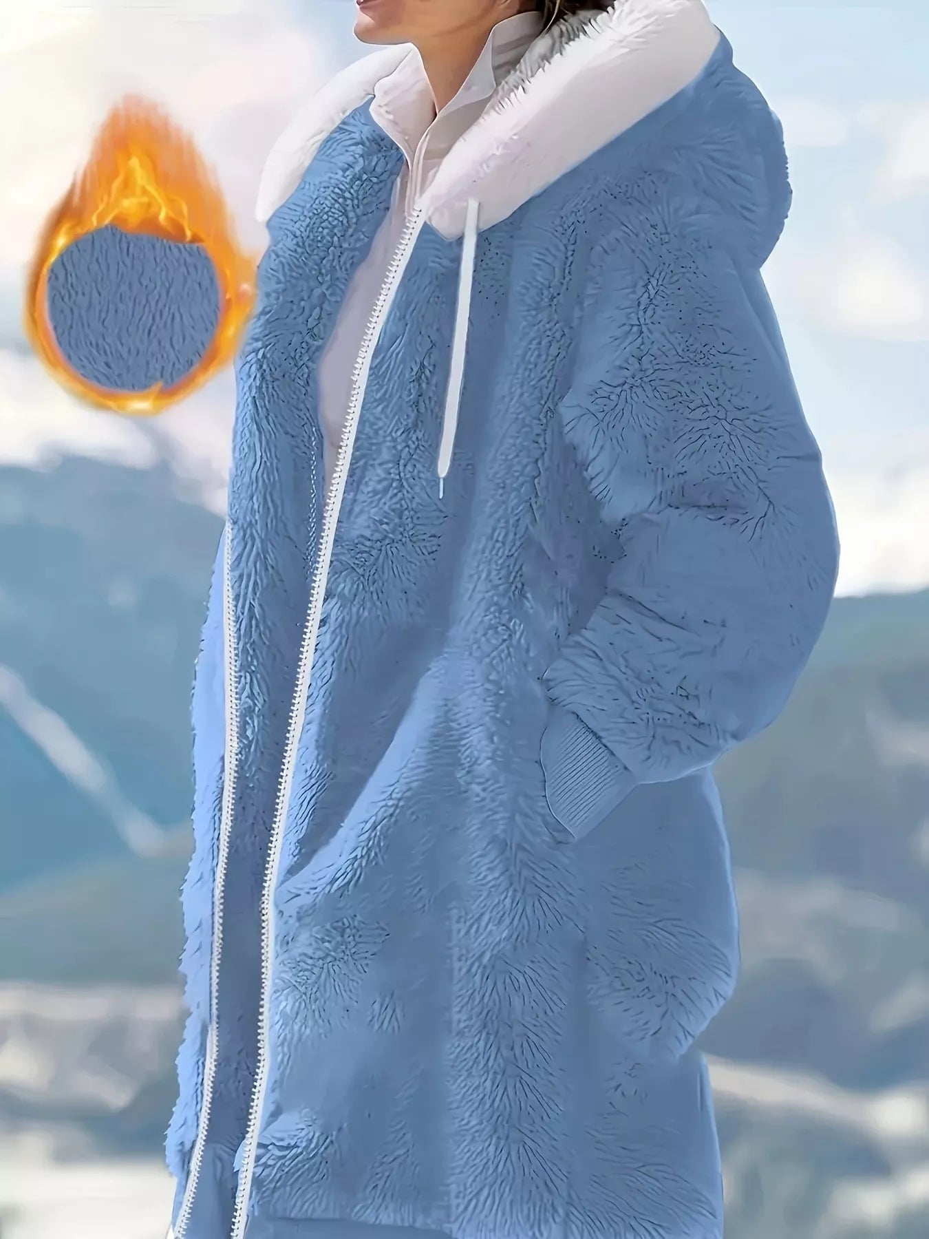 Cozy Fleece Hooded Longline Zip Up Outerwear - PBNJ FASHIONS