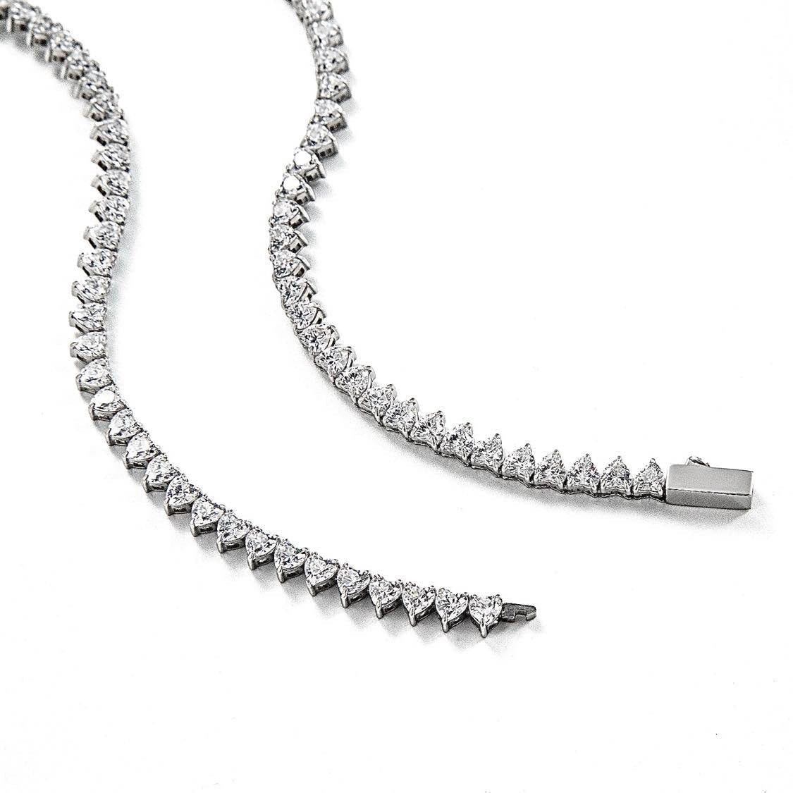 C102W B.Tiff 4mm Heart Tennis Necklace - PBNJ FASHIONS