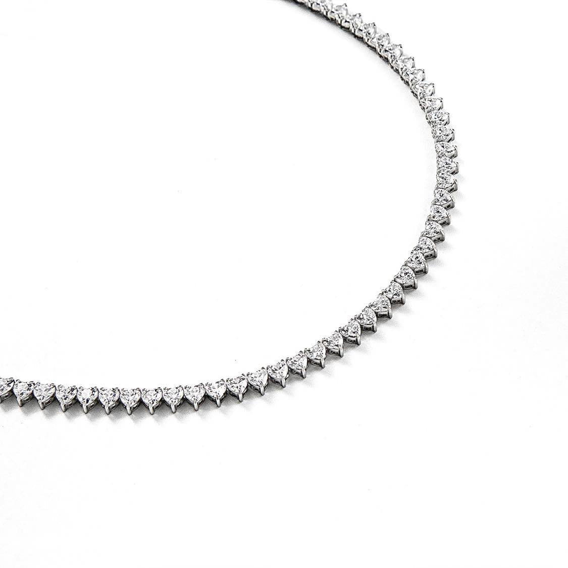 C102W B.Tiff 4mm Heart Tennis Necklace - PBNJ FASHIONS