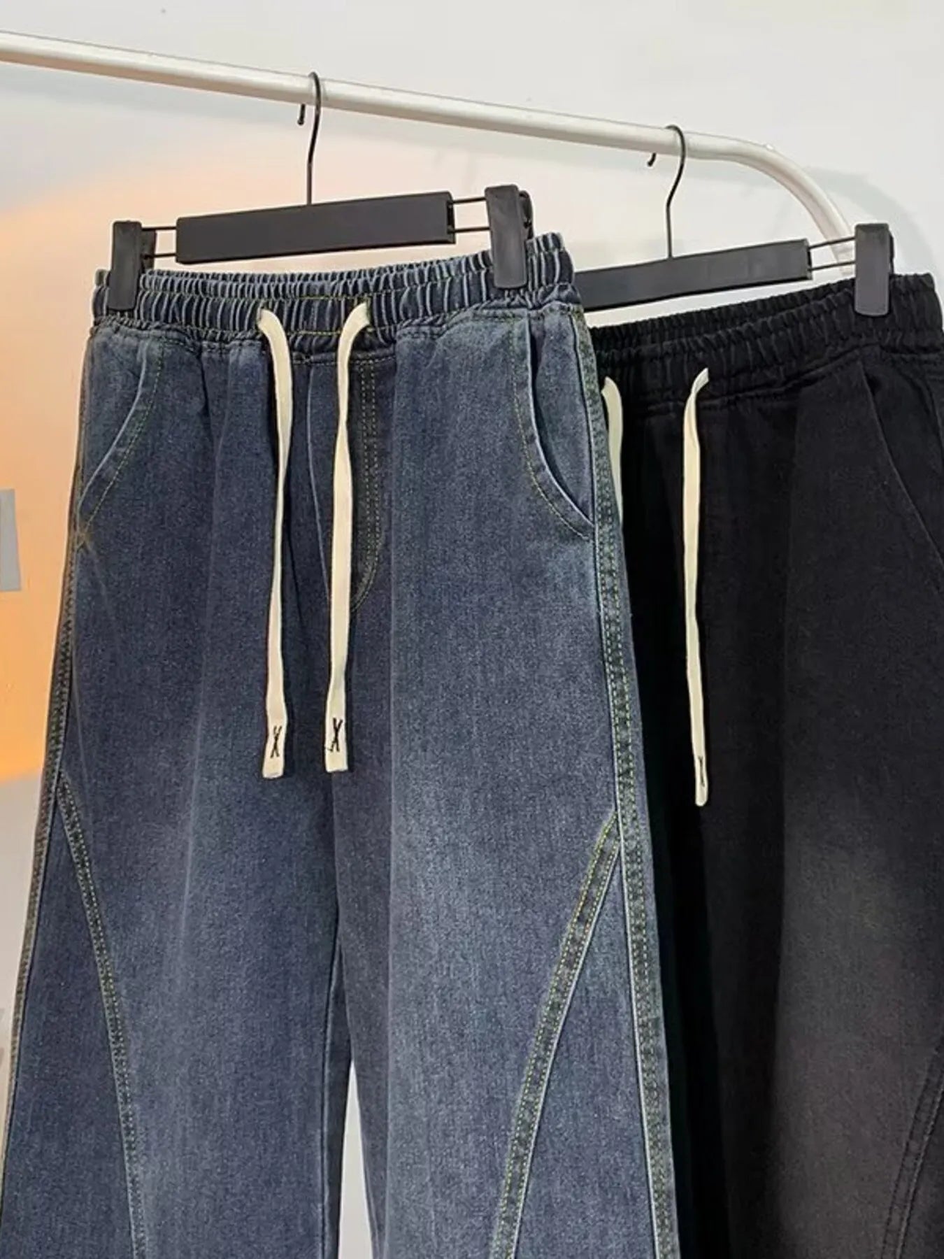 Men's Plus Size Elastic Waist Wide Leg Jeans - PBNJ FASHIONS