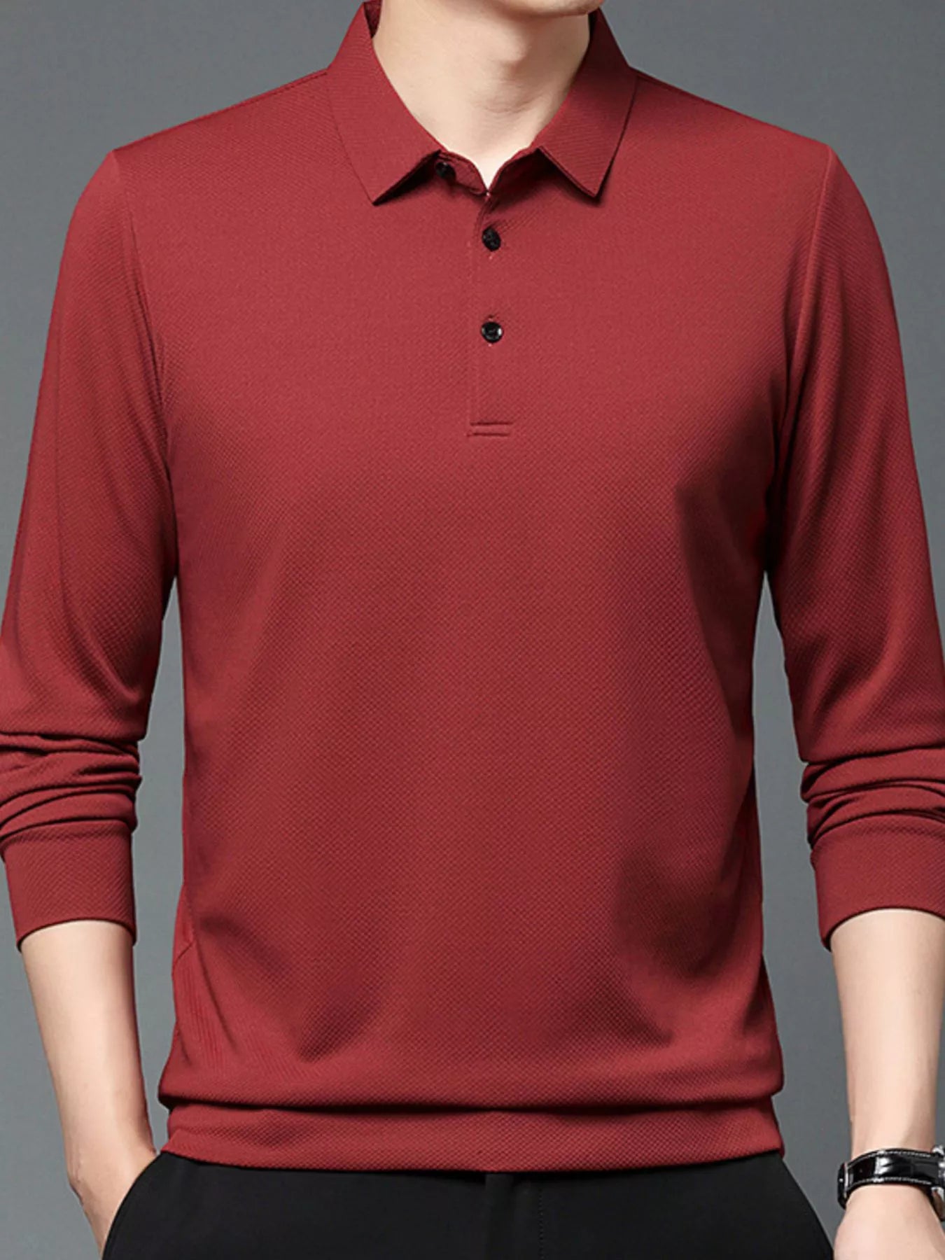 Men's Plus Size Classic Fit Long Sleeve Polo - PBNJ FASHIONS