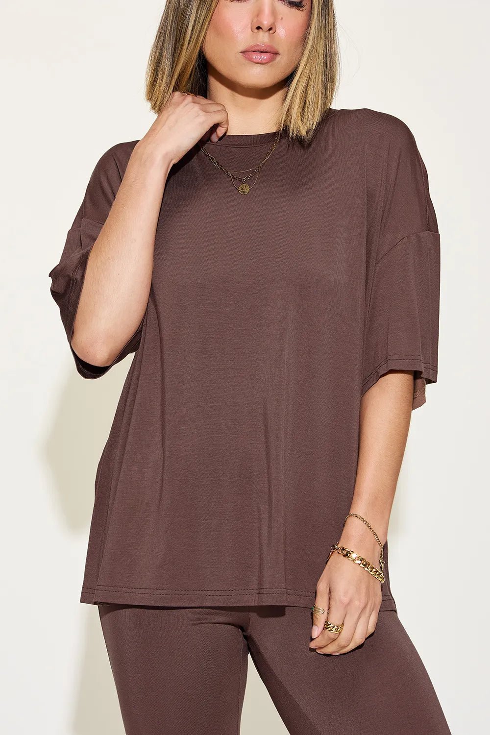 Basic Bae Full Size Bamboo Drop Shoulder T-Shirt and Flare Pants Set - PBNJ FASHIONS