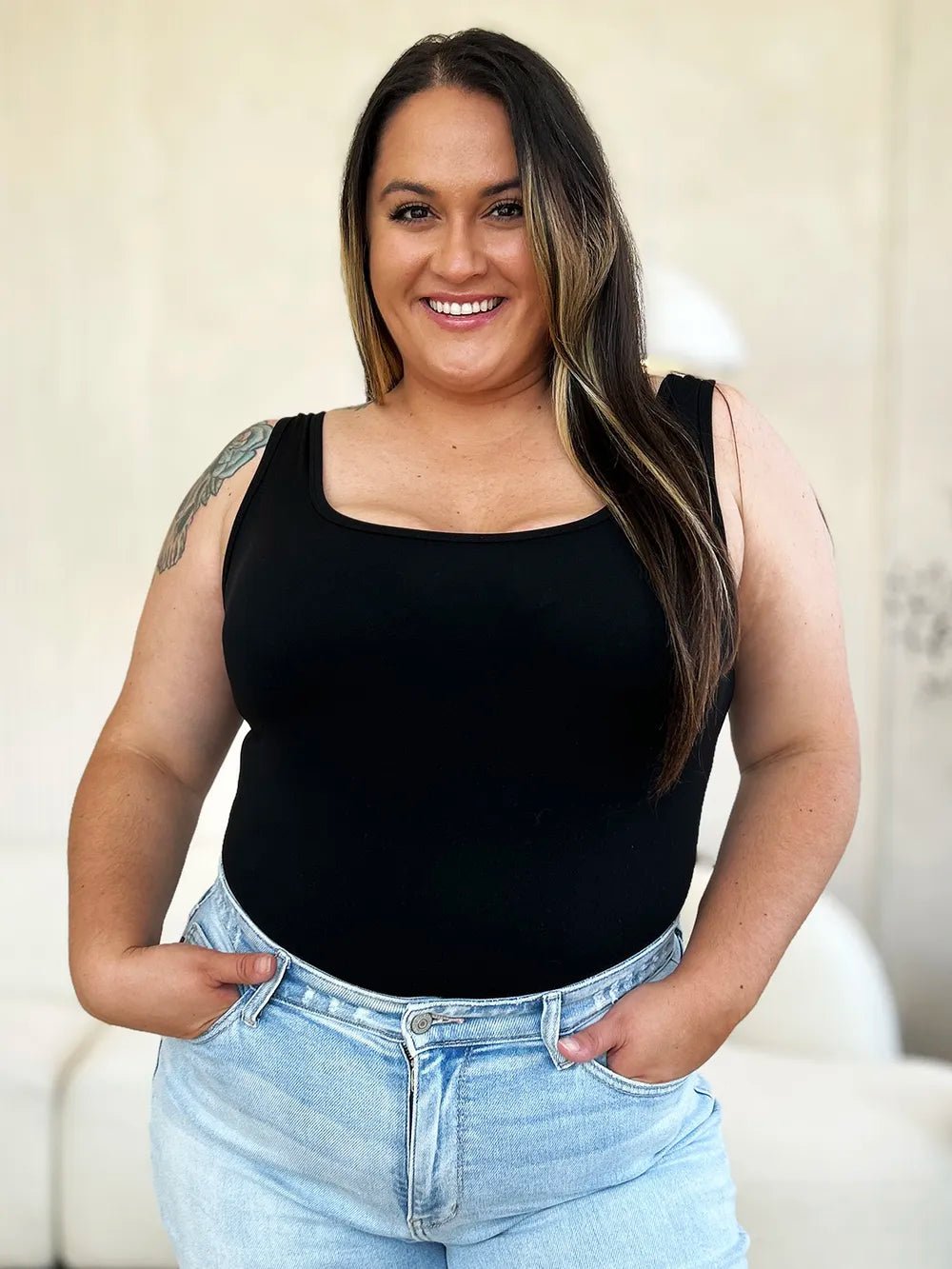 Basic Bae Full Size Square Neck Sleeveless Bodysuit - PBNJ FASHIONS