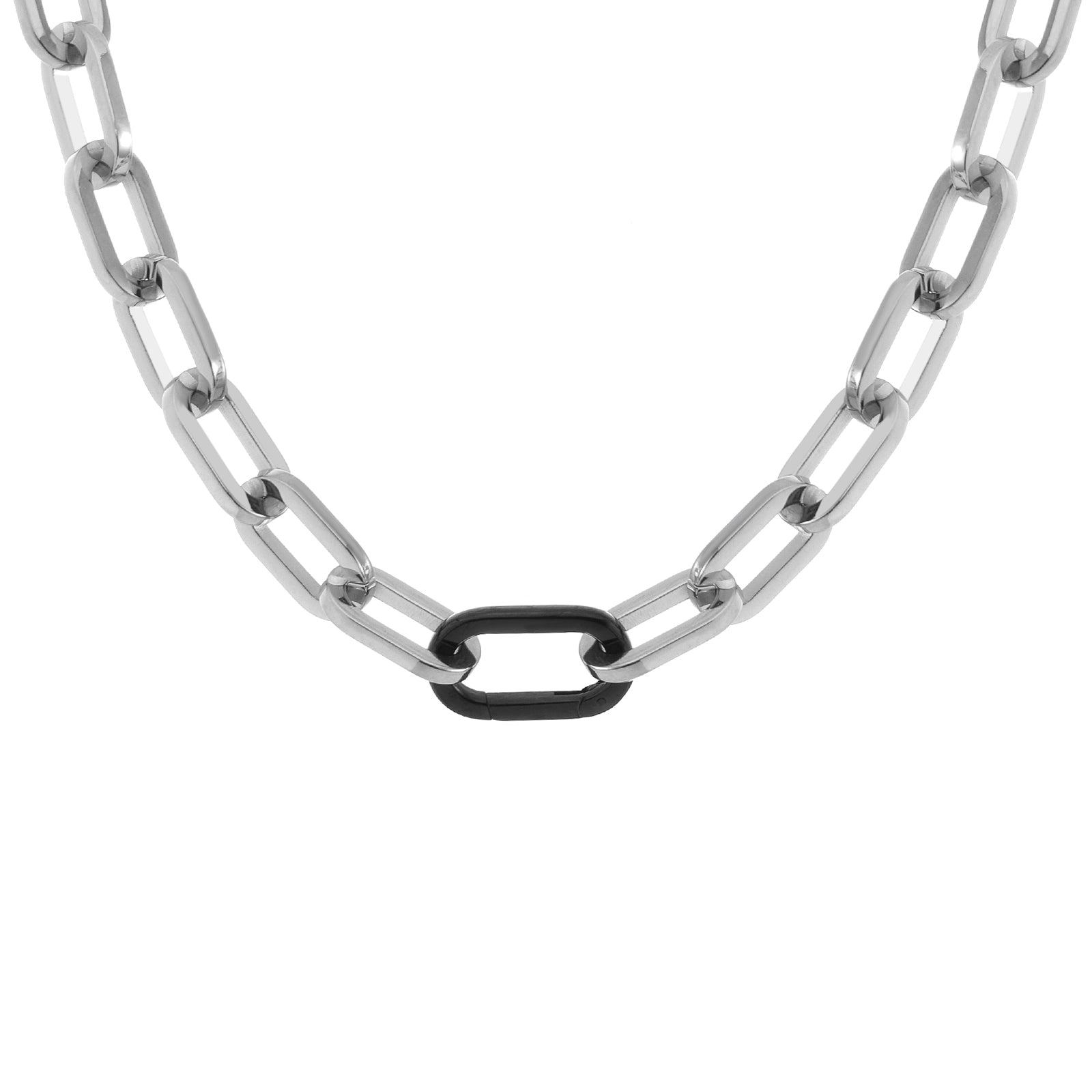 C200WB B.Tiff Black Clasp Paperclip Chain Necklace - PBNJ FASHIONS