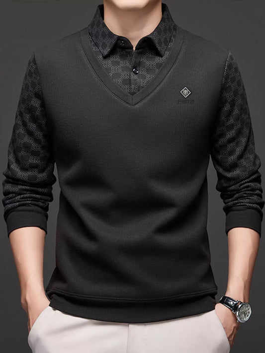 Men's Plus Size Collared Neck Long Sleeve Polo - PBNJ FASHIONS