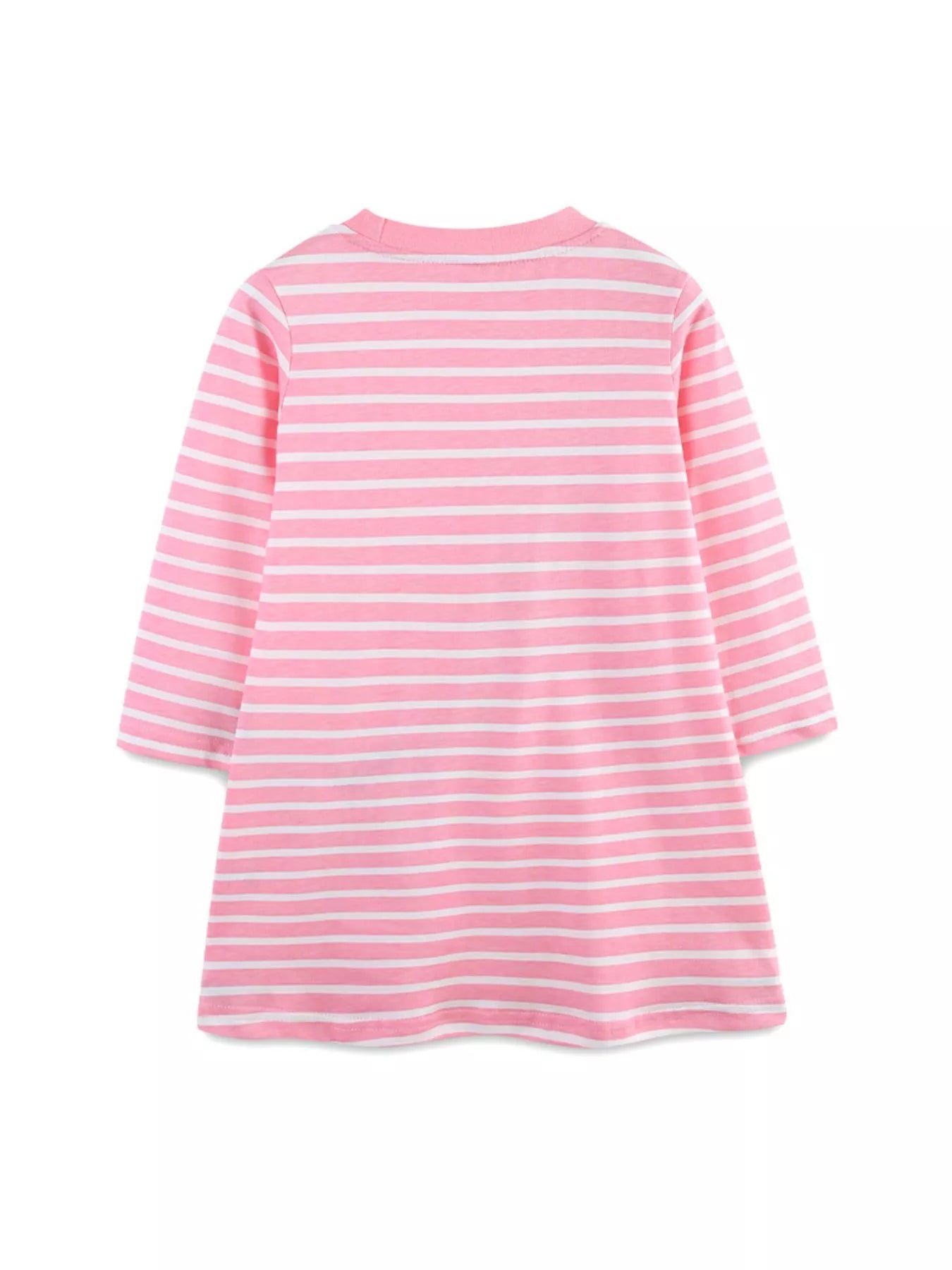 Children's Apple Applique Striped Long Sleeve Dress - PBNJ FASHIONS