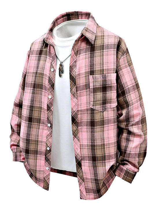 Men's Full Size Plaid Button Up Shirt Plus Size - PBNJ FASHIONS