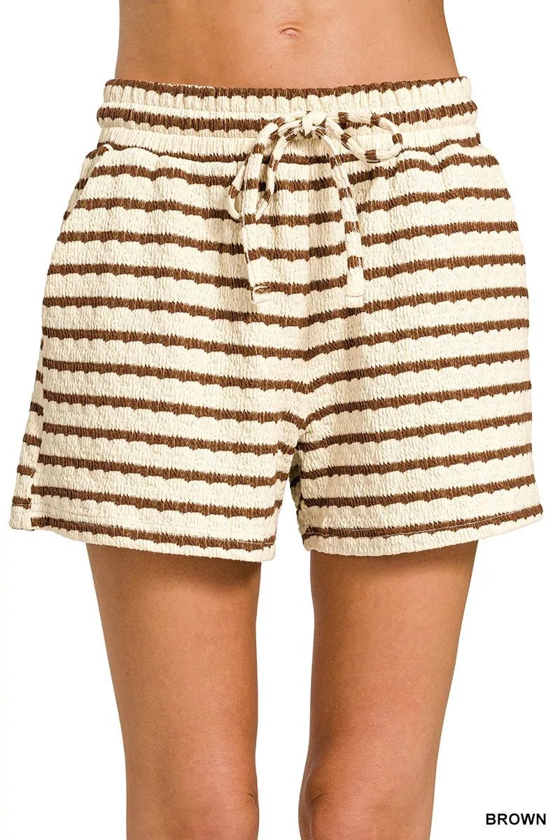 Zenana Striped Short Sleeve Tee & Shorts Set - PBNJ FASHIONS