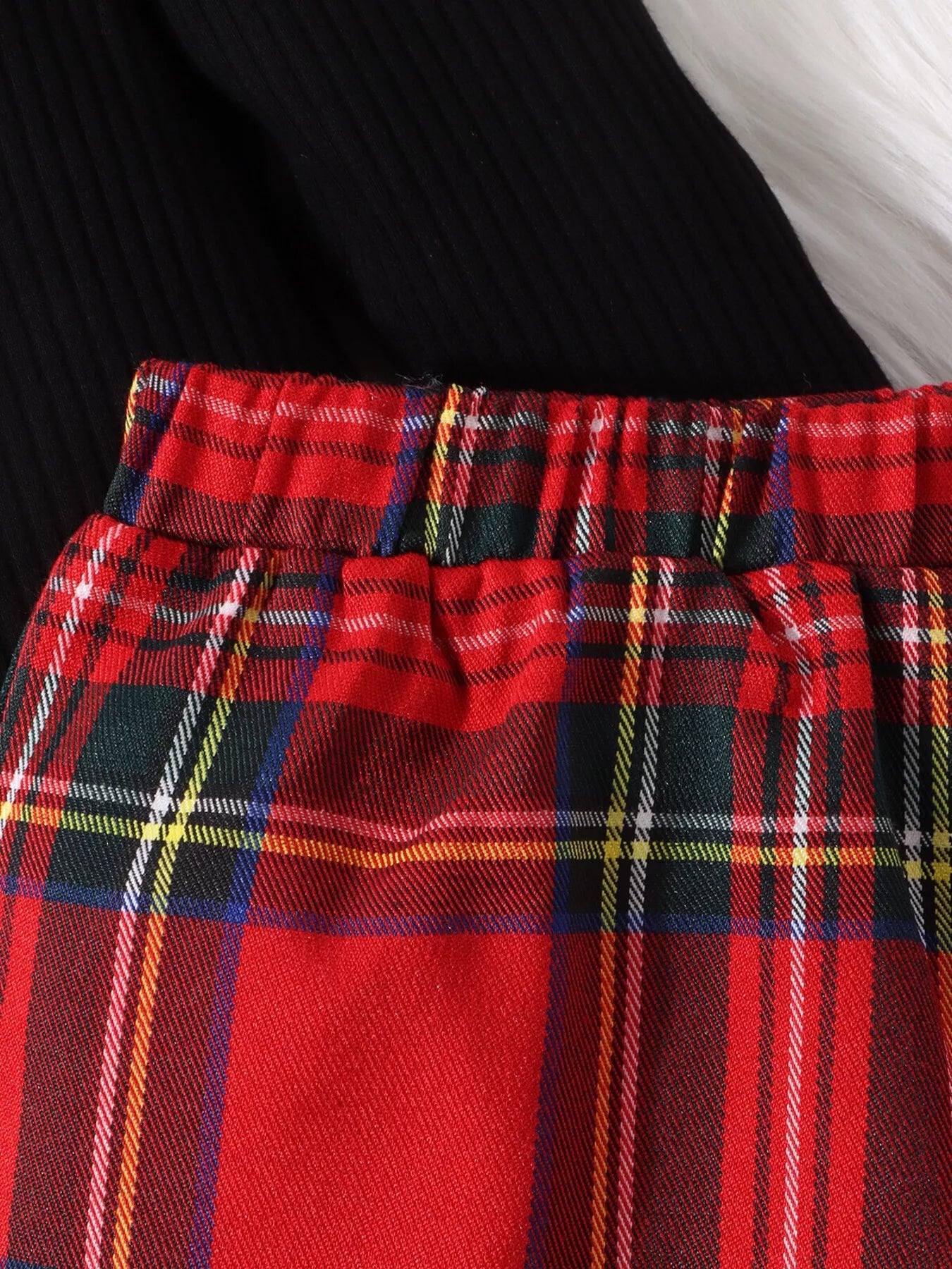 Children's Ribbed Knit Top & Plaid Skirt Set - PBNJ FASHIONS