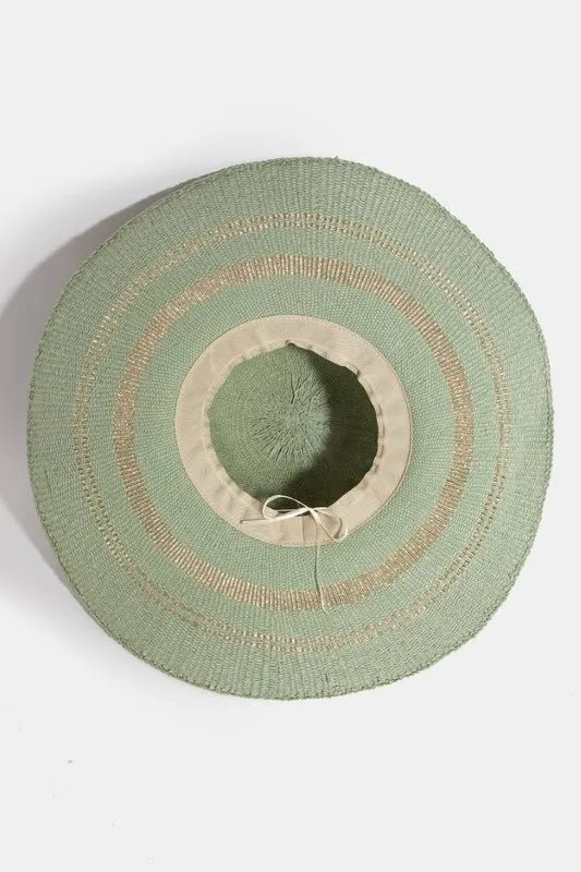 Fame Metallic Accent Trim Floppy Sun Hat - PBNJ FASHIONS