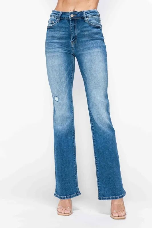 bytos Full Size Distressed High Rise Jeans with Pockets - PBNJ FASHIONS