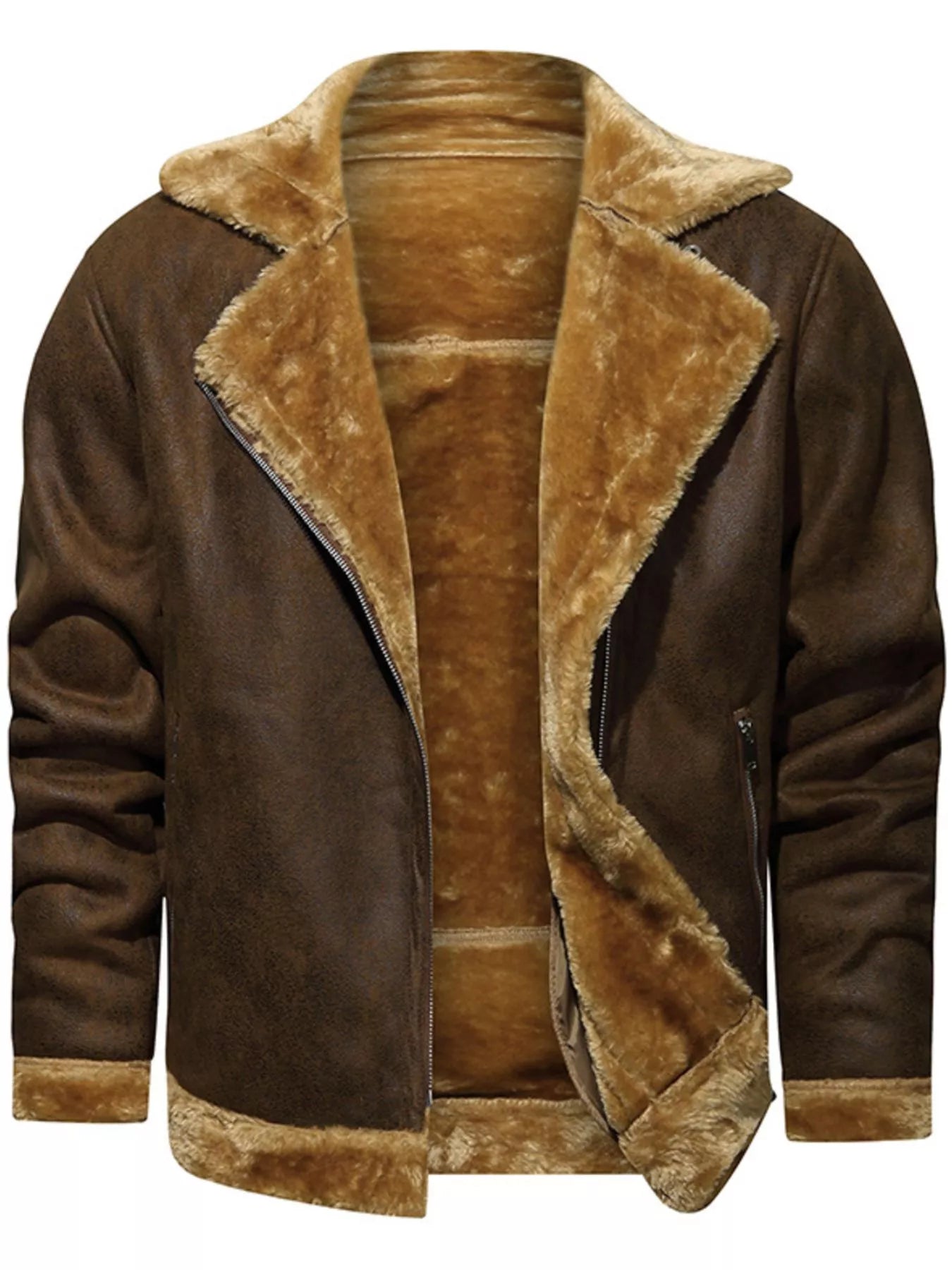 Men's Plus Size Zip Up Fuzzy Outerwear - PBNJ FASHIONS