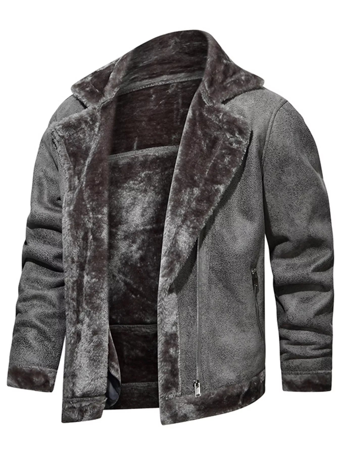 Men's Plus Size Zip Up Fuzzy Outerwear - PBNJ FASHIONS
