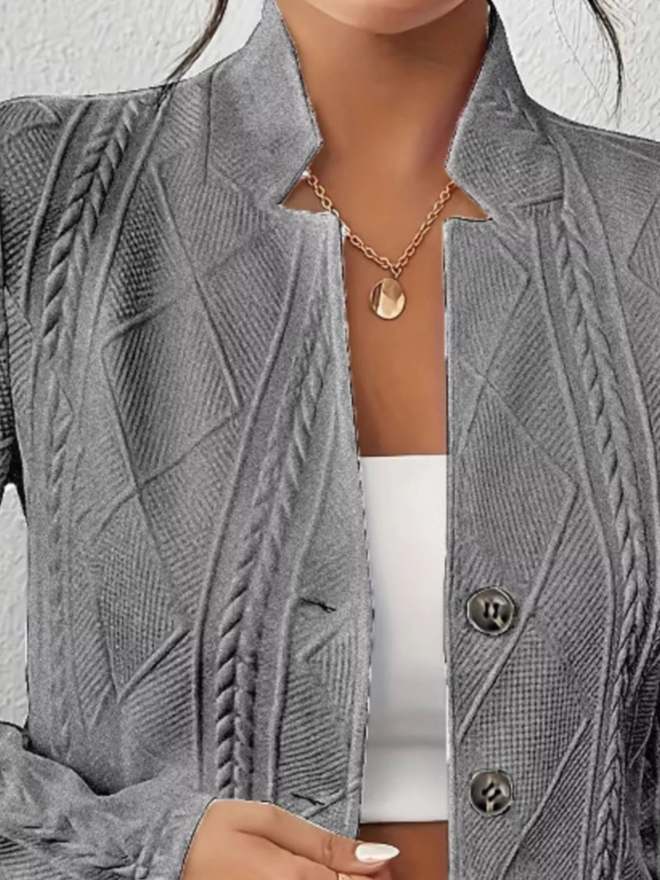 Textured Knit Button - Front Blazer - PBNJ FASHIONS