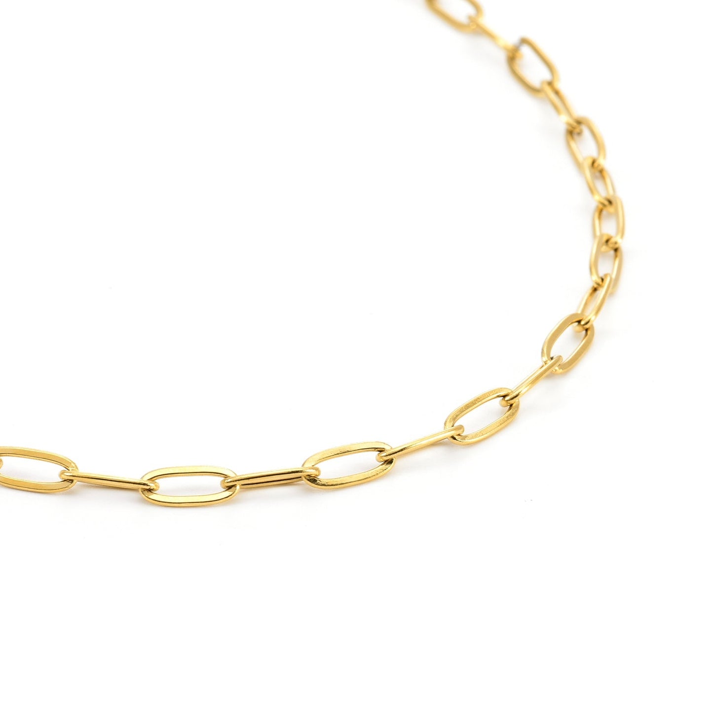 C400G B.Tiff Gold 2 Clasps Oval Paperclip Link Chain Necklace - PBNJ FASHIONS