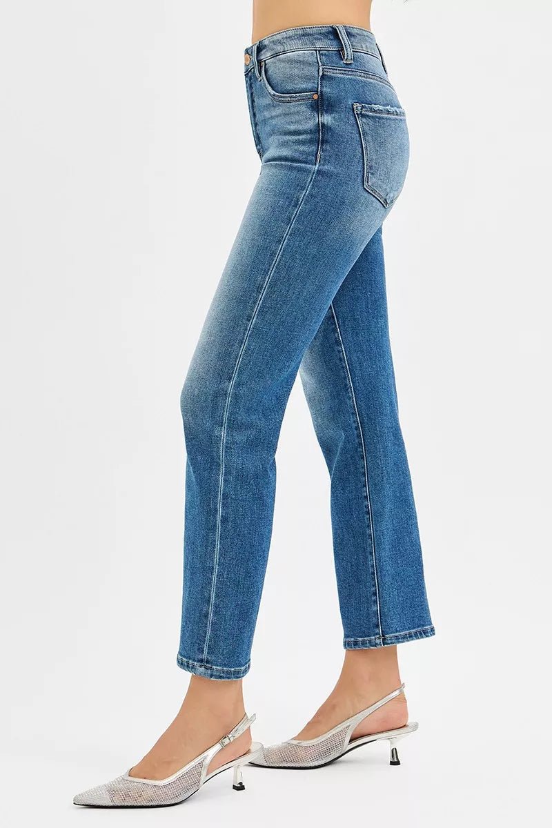 RISEN Tummy Control High Rise Crop Straight Jeans - PBNJ FASHIONS