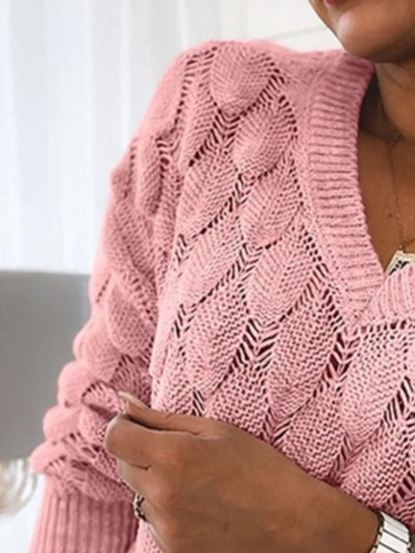 V - Neck Knitted Sweater - PBNJ FASHIONS