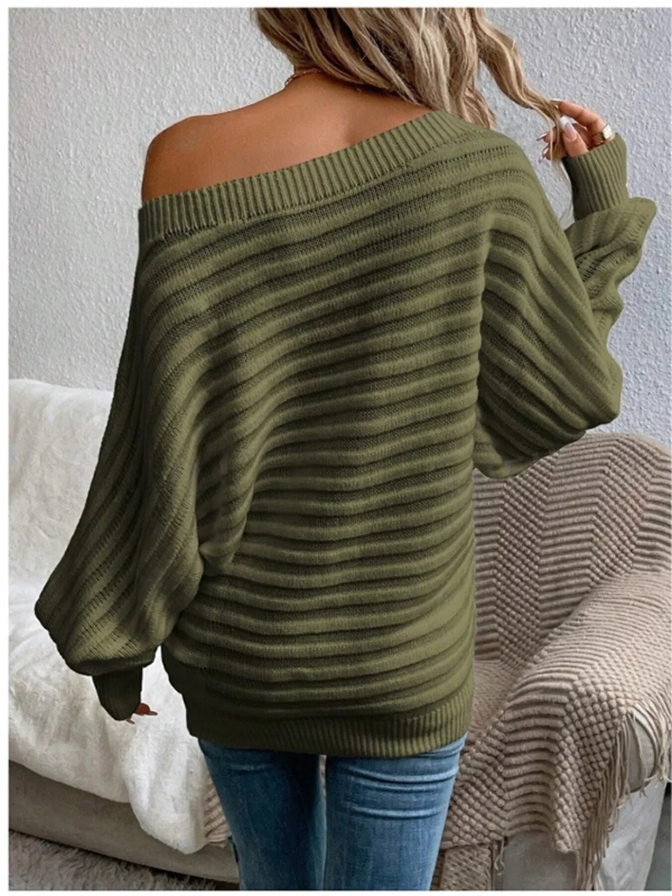 One Shoulder Ribbed Knit Sweater - PBNJ FASHIONS