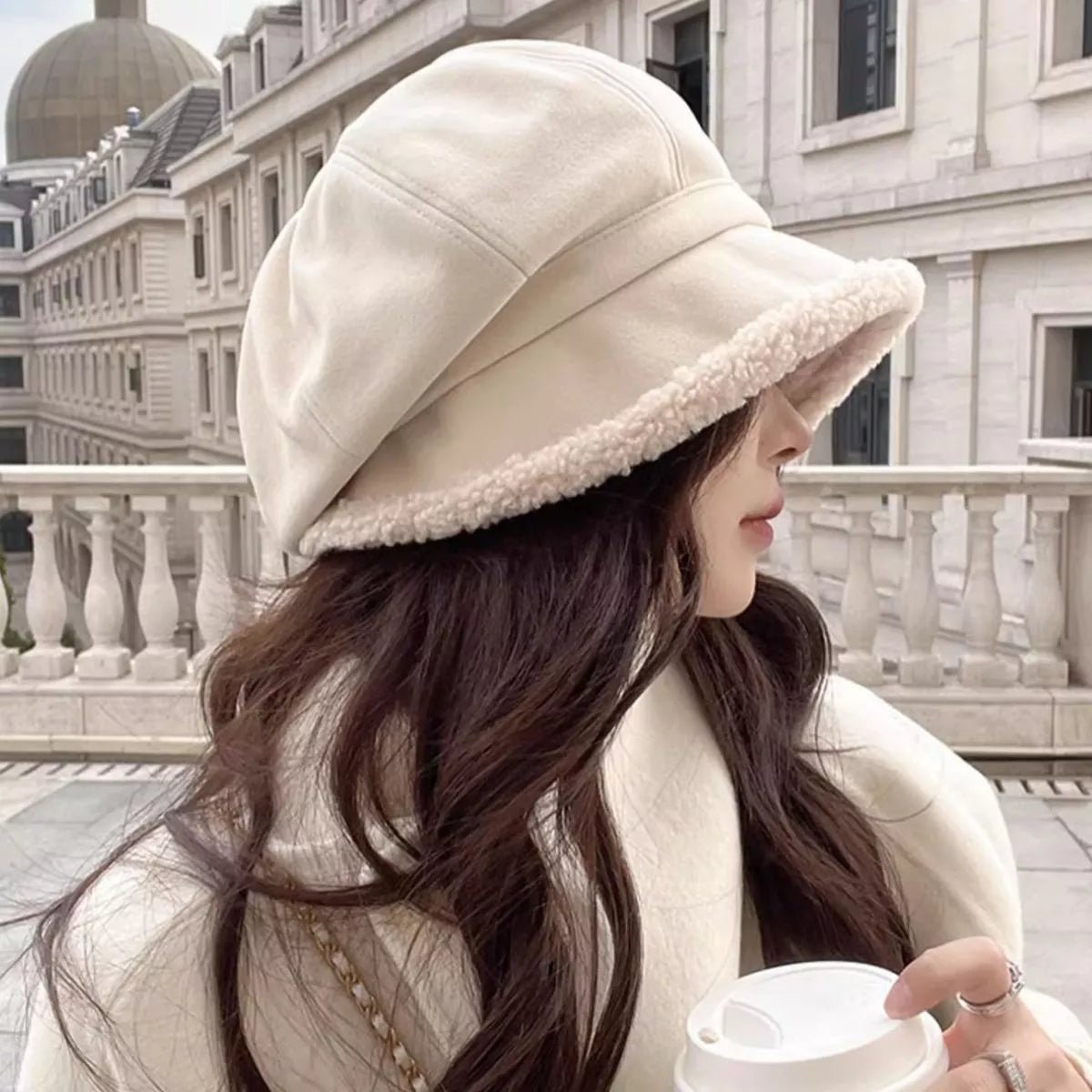 Plush Trim Baker Boy Hat - PBNJ FASHIONS