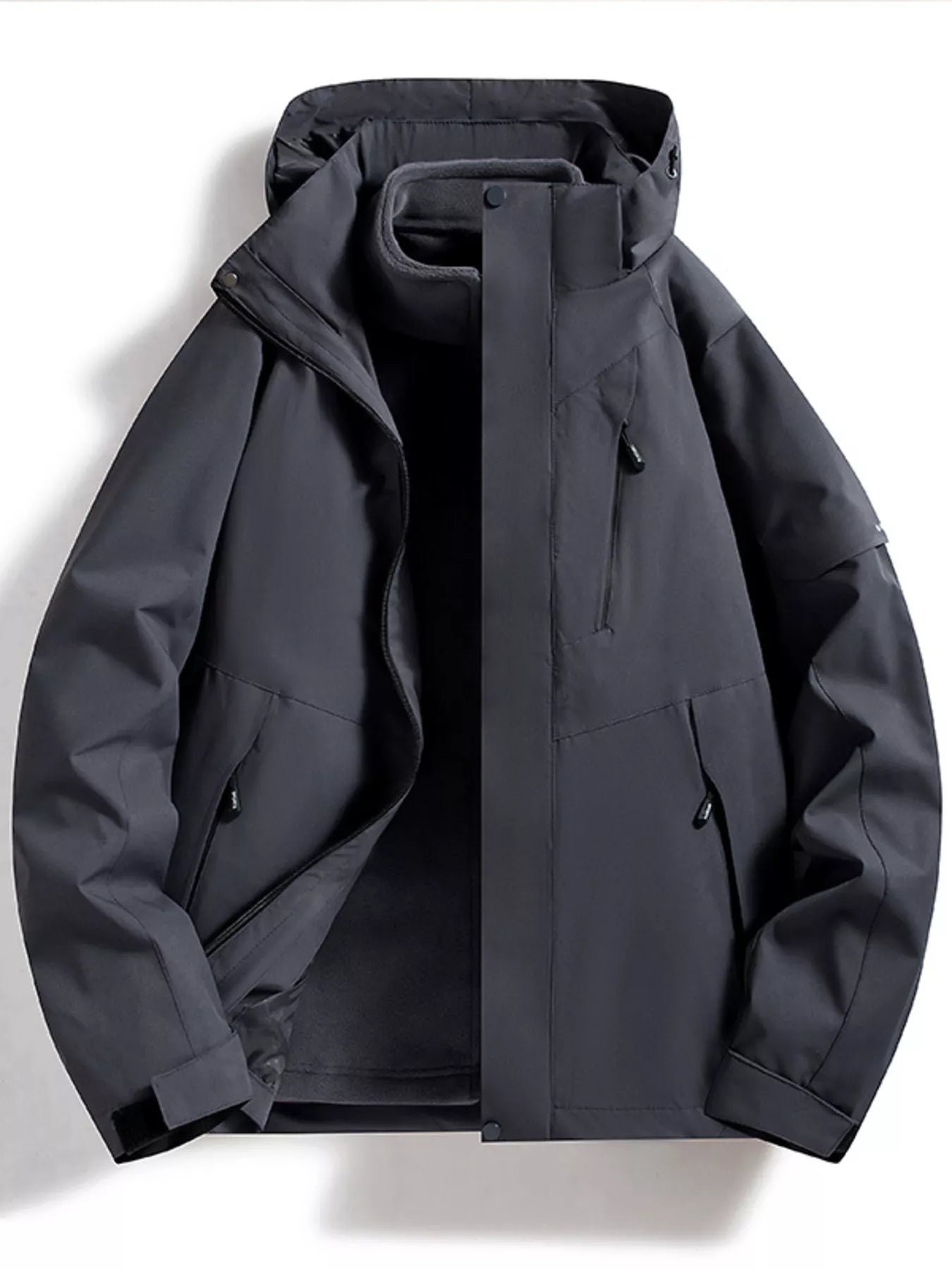 Men's Full Size Zip Up Hooded Waterproof Outdoor Jacket Plus Size - PBNJ FASHIONS