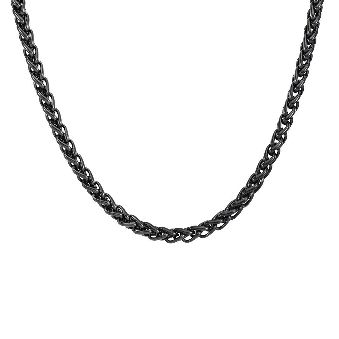C550GM B.Tiff French Braid Gun Metal Chain Necklace - PBNJ FASHIONS