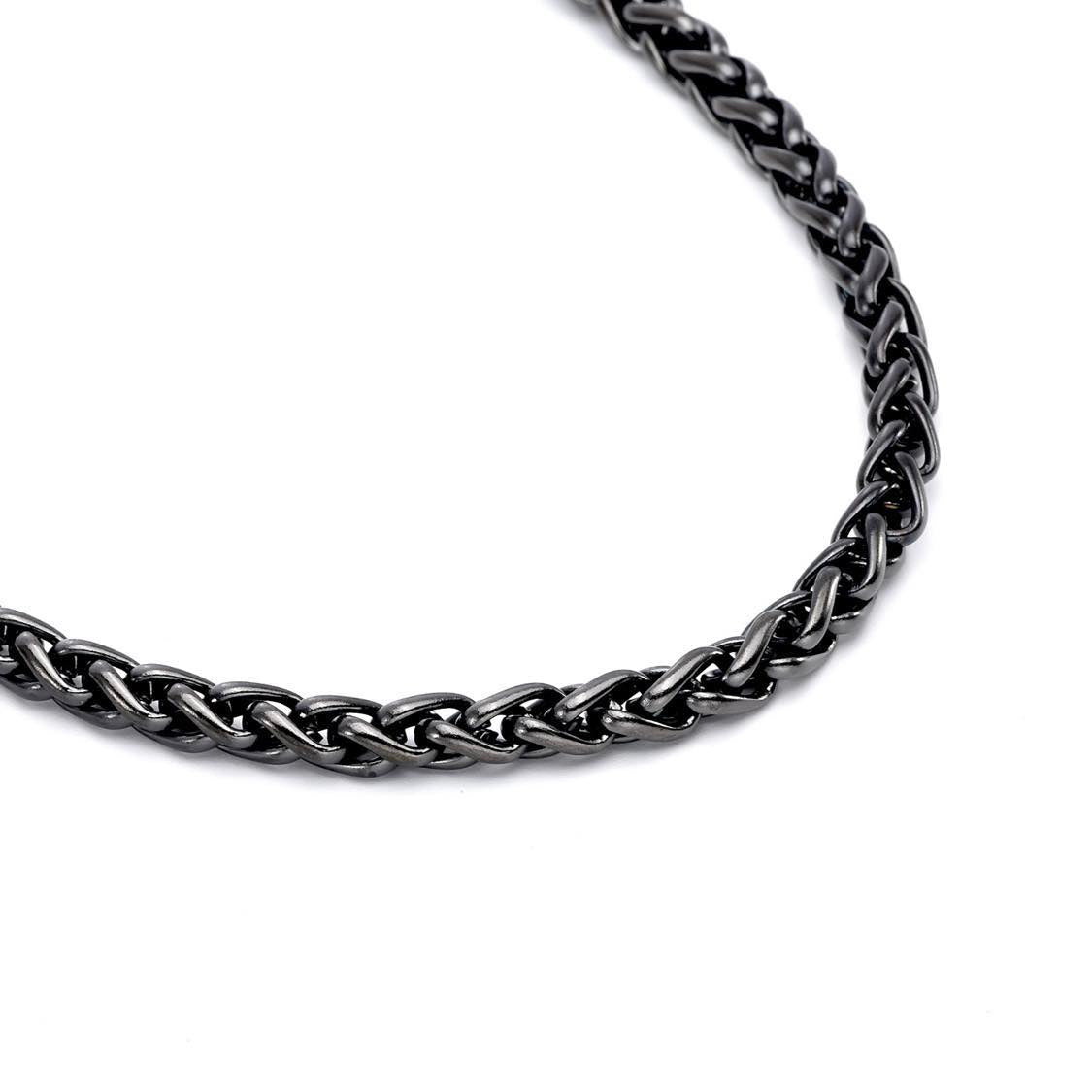 C550GM B.Tiff French Braid Gun Metal Chain Necklace - PBNJ FASHIONS