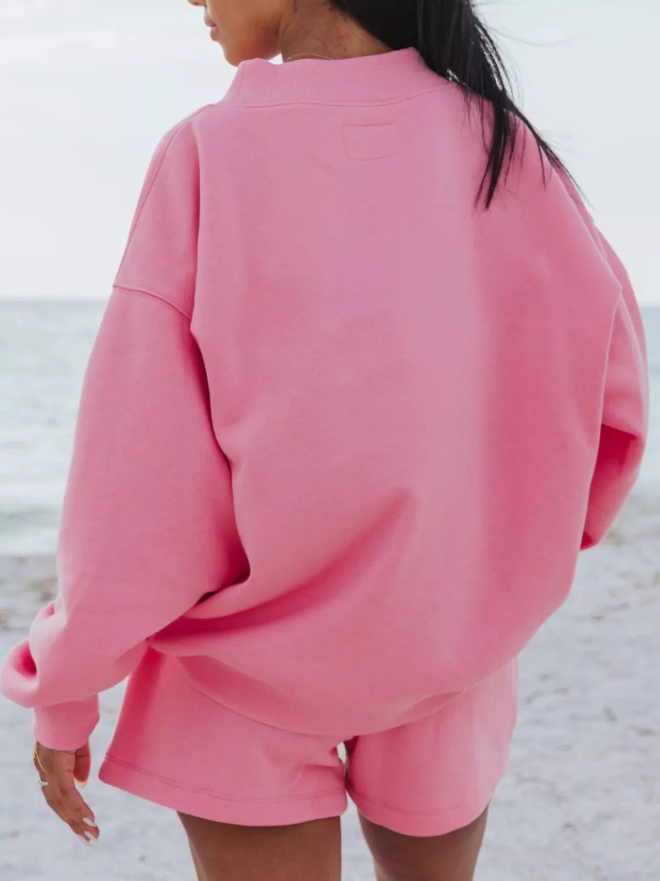 Relaxed Fit Round Neck Sweatshirt and Shorts Set - PBNJ FASHIONS