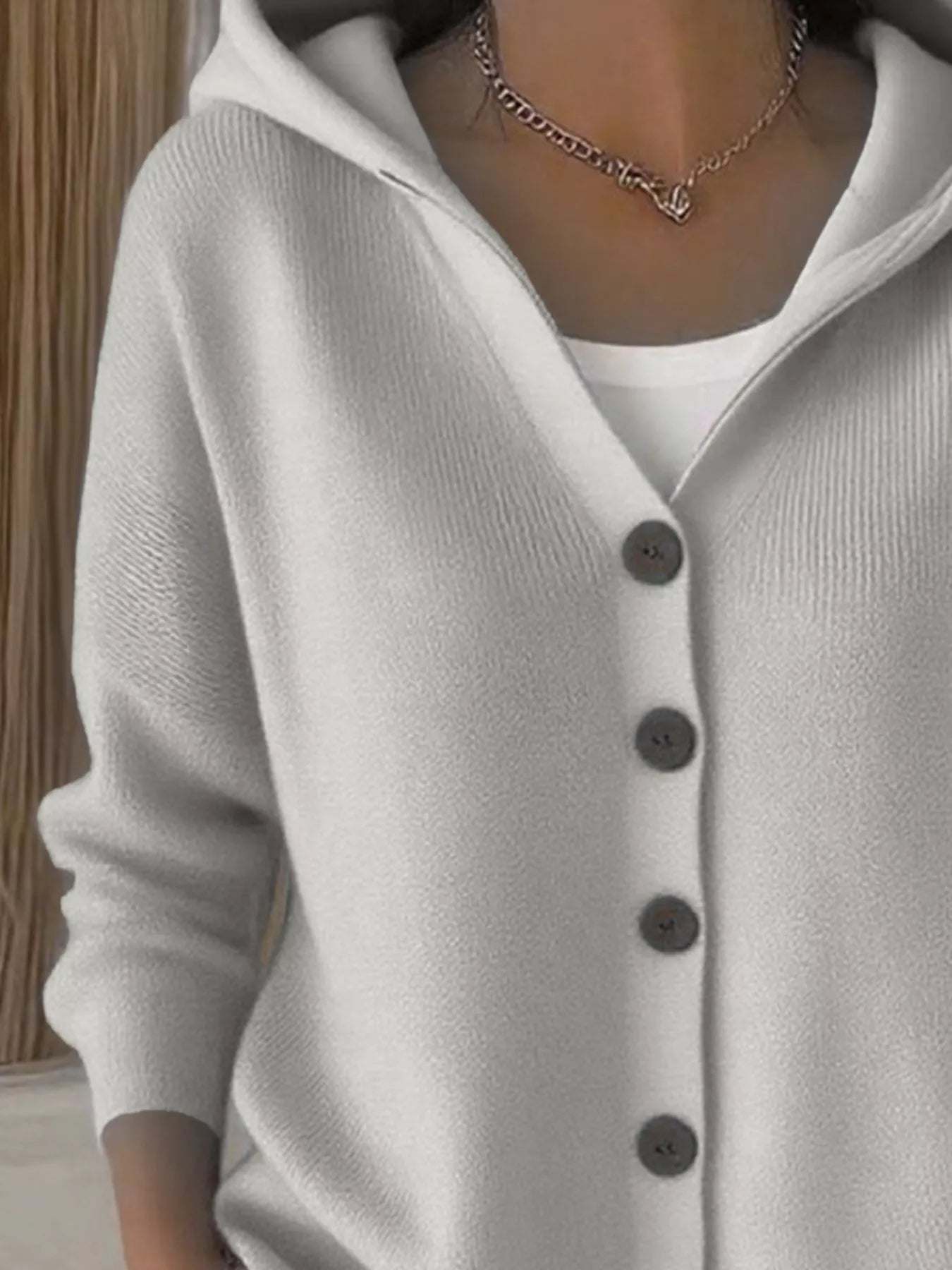 Full Size Hooded Button - Down Knit Cardigan Plus Size - PBNJ FASHIONS