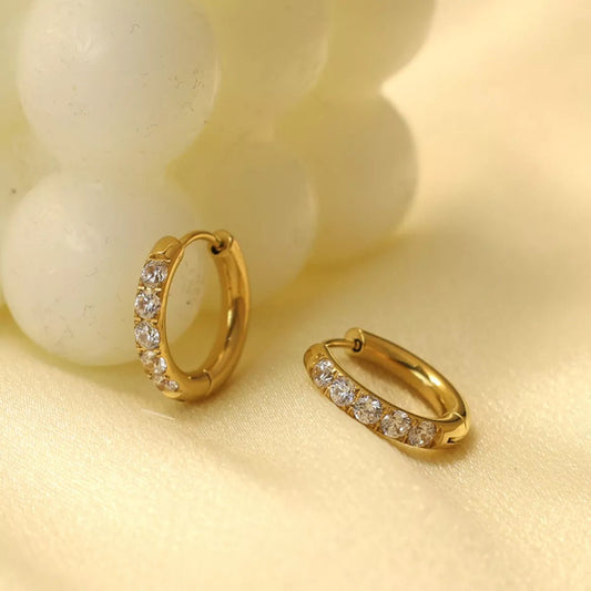 18K Gold - Plated Zircon Hoop Earrings - PBNJ FASHIONS