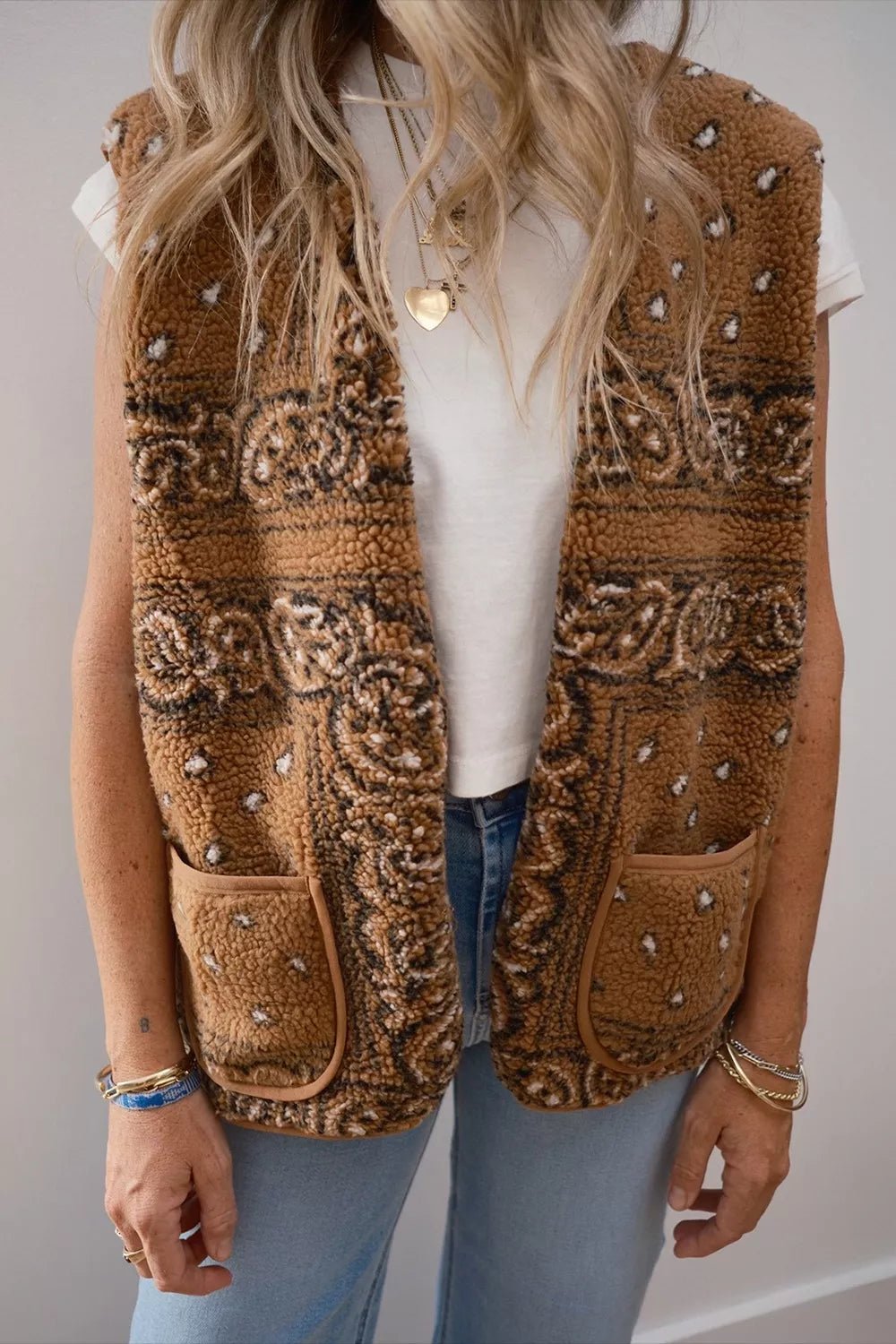 Fleece Open Front Vest Coat - PBNJ FASHIONS