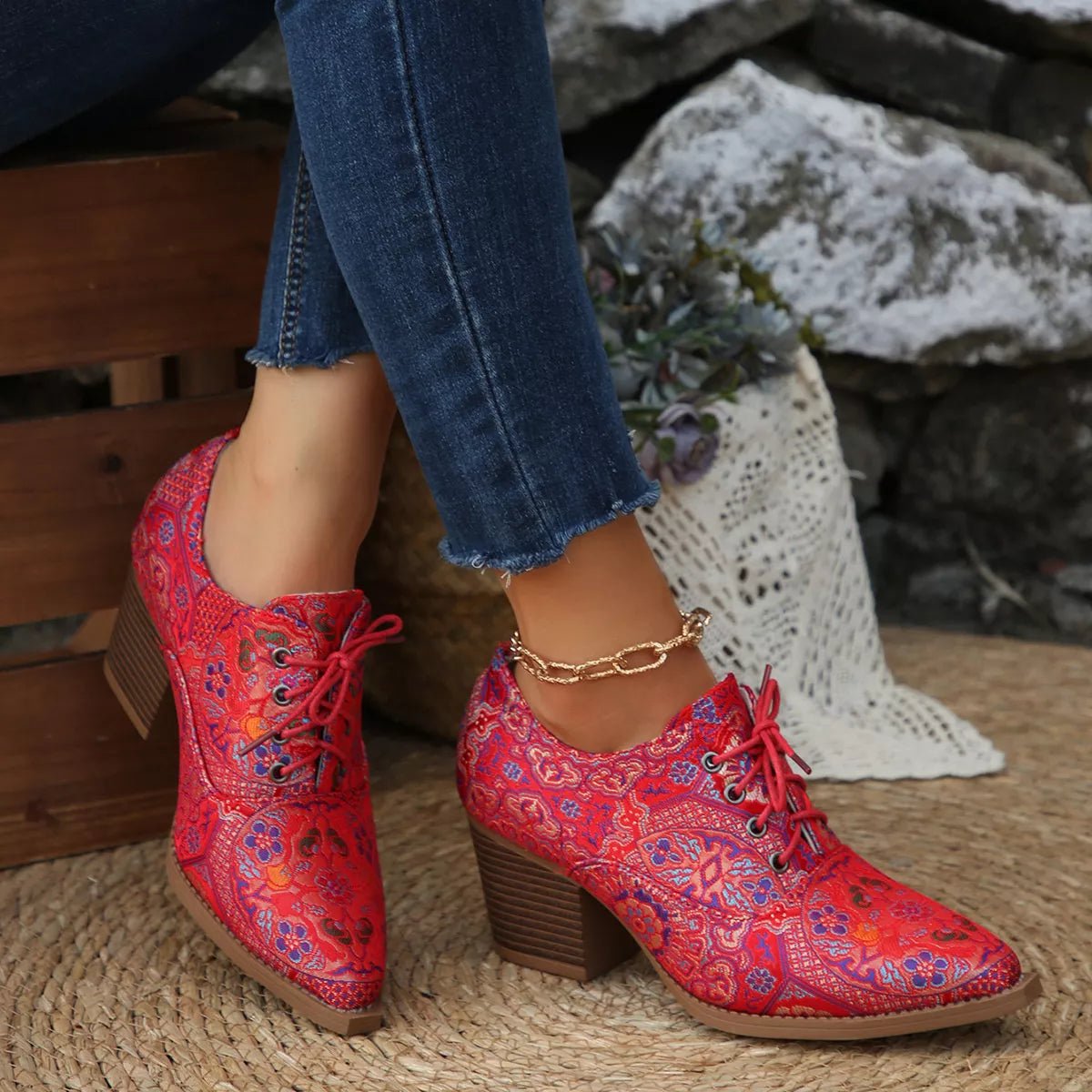 Point Toe Block Heels Ankle Boots - PBNJ FASHIONS