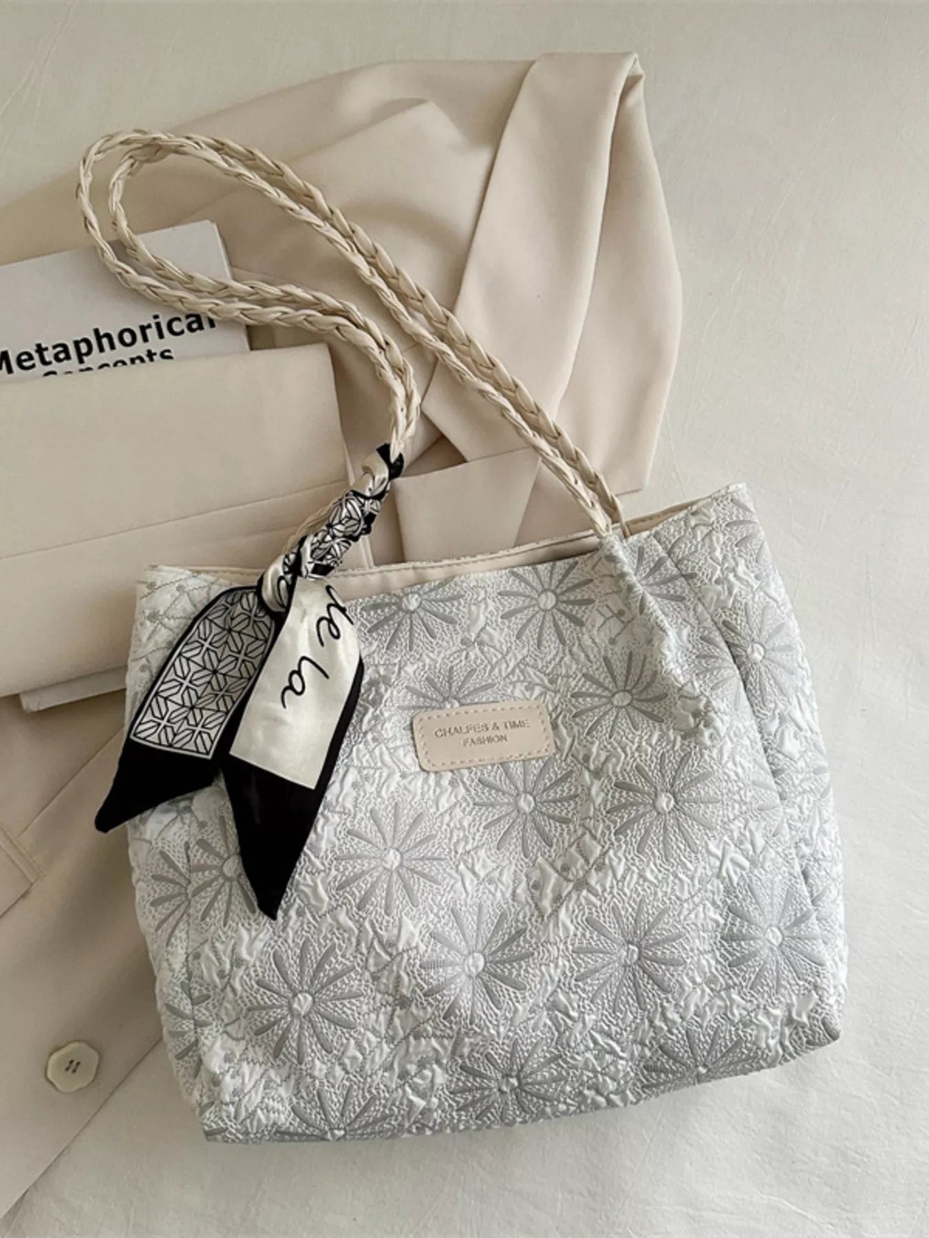 Braided Handle Tote Bag - PBNJ FASHIONS