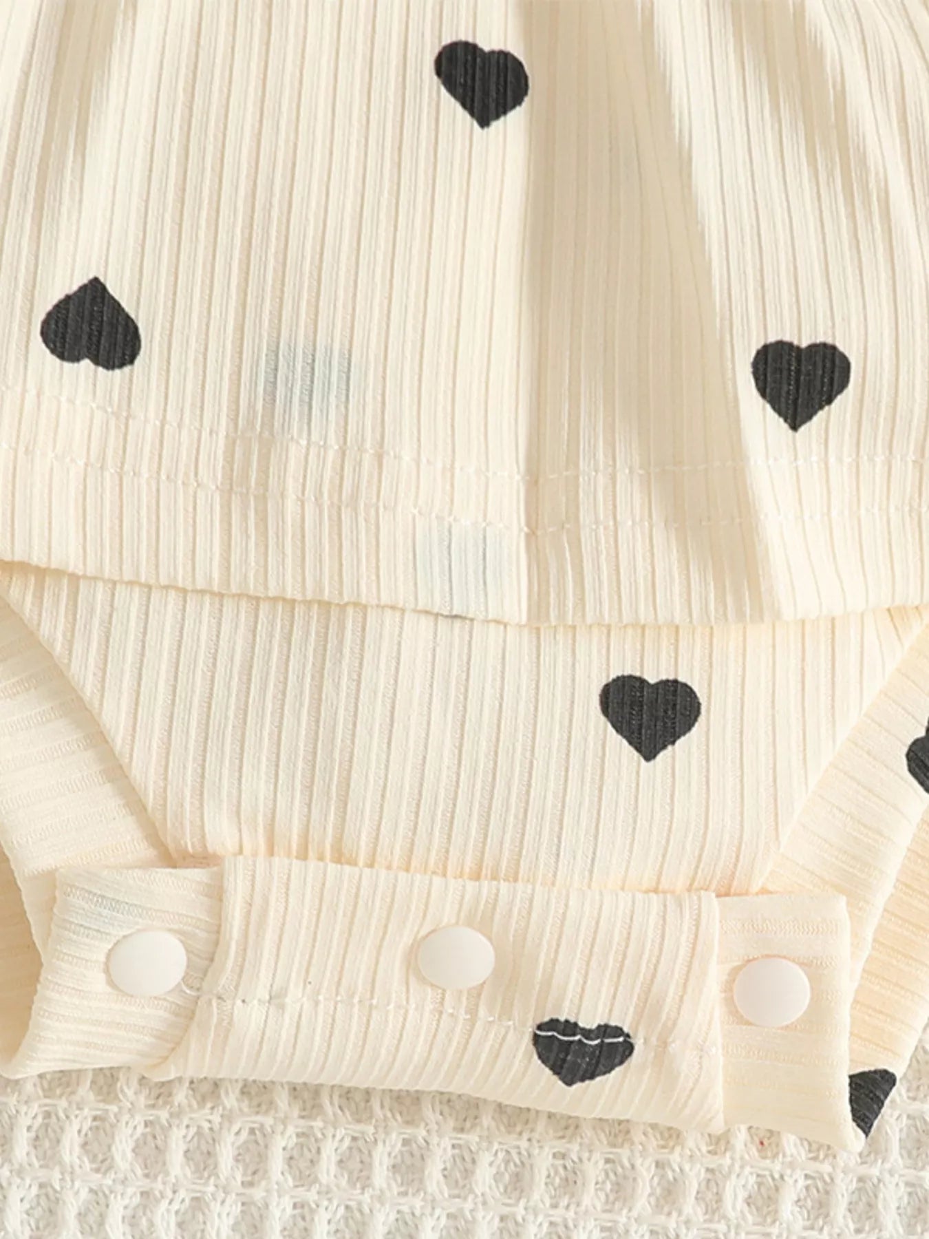 Children's Heart Print Ruffle Trim Bodysuit Dress with Headband - PBNJ FASHIONS
