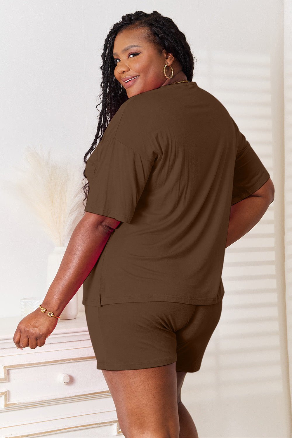 Basic Bae Full Size Soft Rayon Half Sleeve Top and Shorts Set - PBNJ FASHIONS