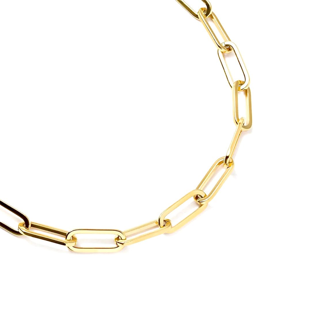 C860G B.Tiff "Jemma" Paperclip Flat Long Adjustable Link Gold Plated Necklace - PBNJ FASHIONS