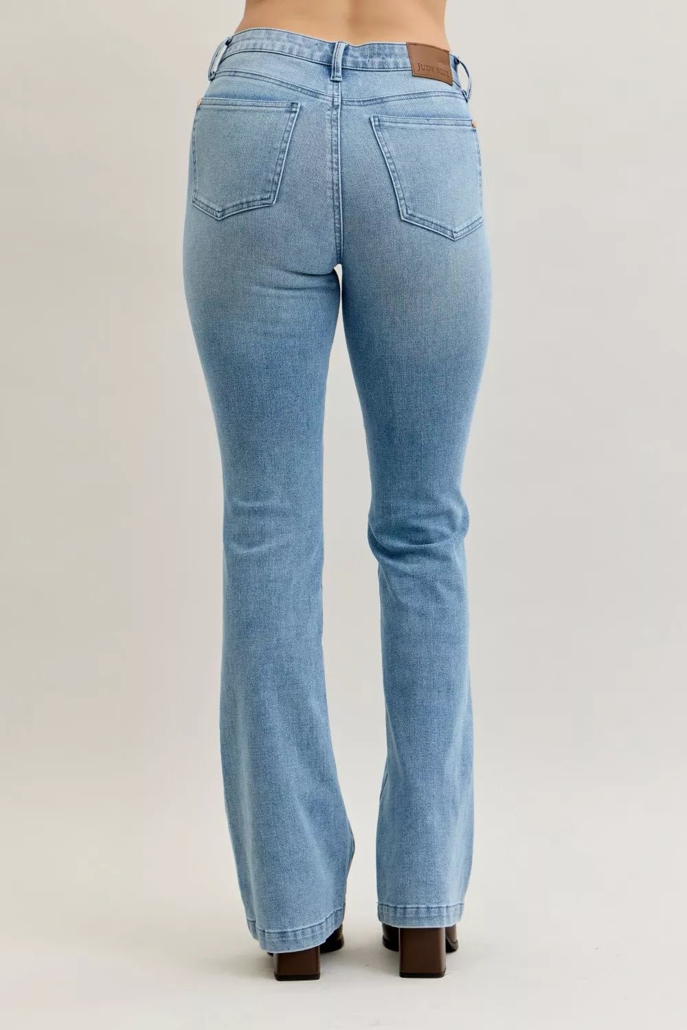 Judy Blue Full Size Mid Rise Bootcut Jeans with Contrast Wash & Front Patch Pockets Plus Size - PBNJ FASHIONS