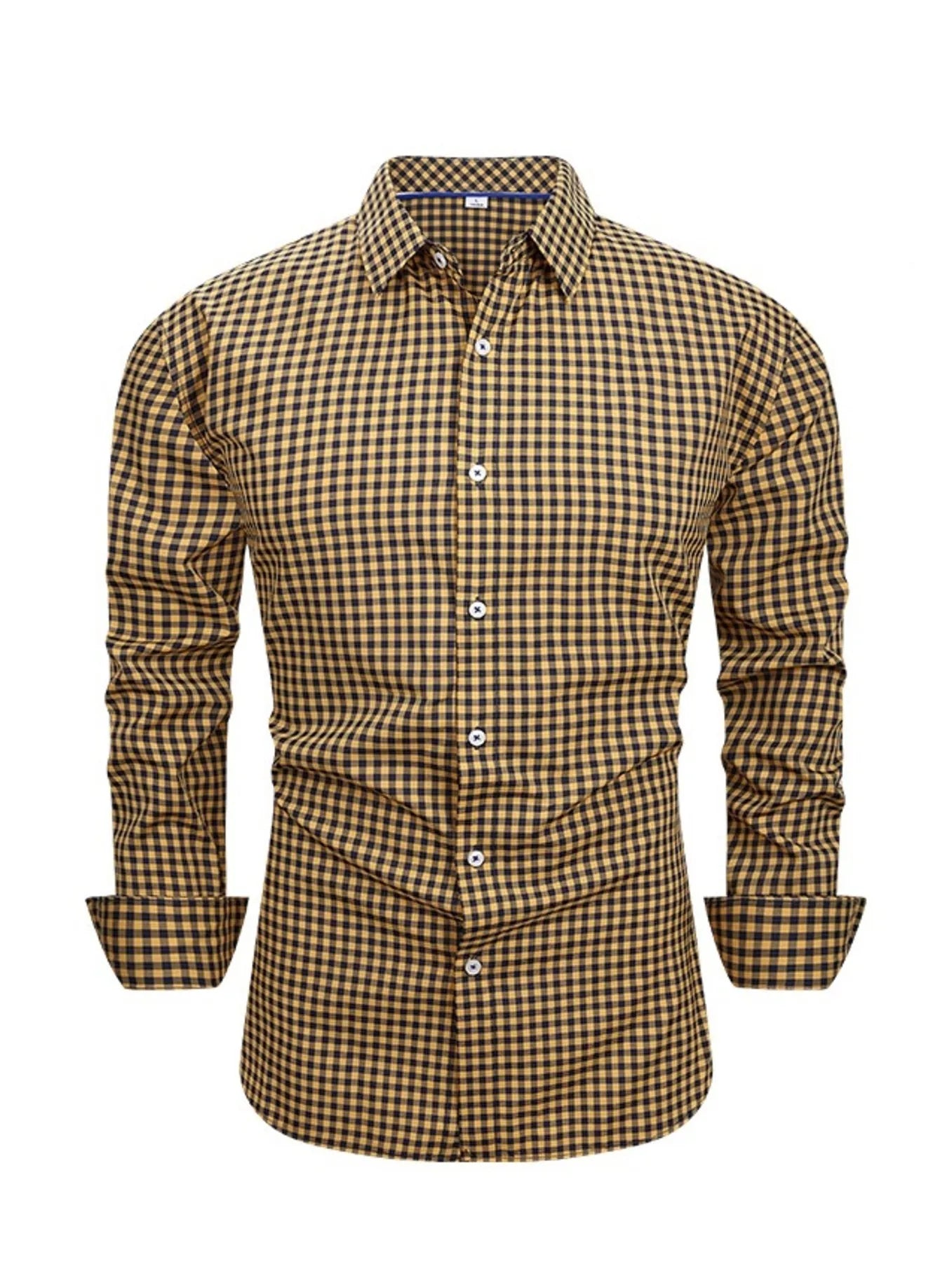 Men's Full Size Classic Fit Long Sleeve Gingham Shirt Plus Size - PBNJ FASHIONS