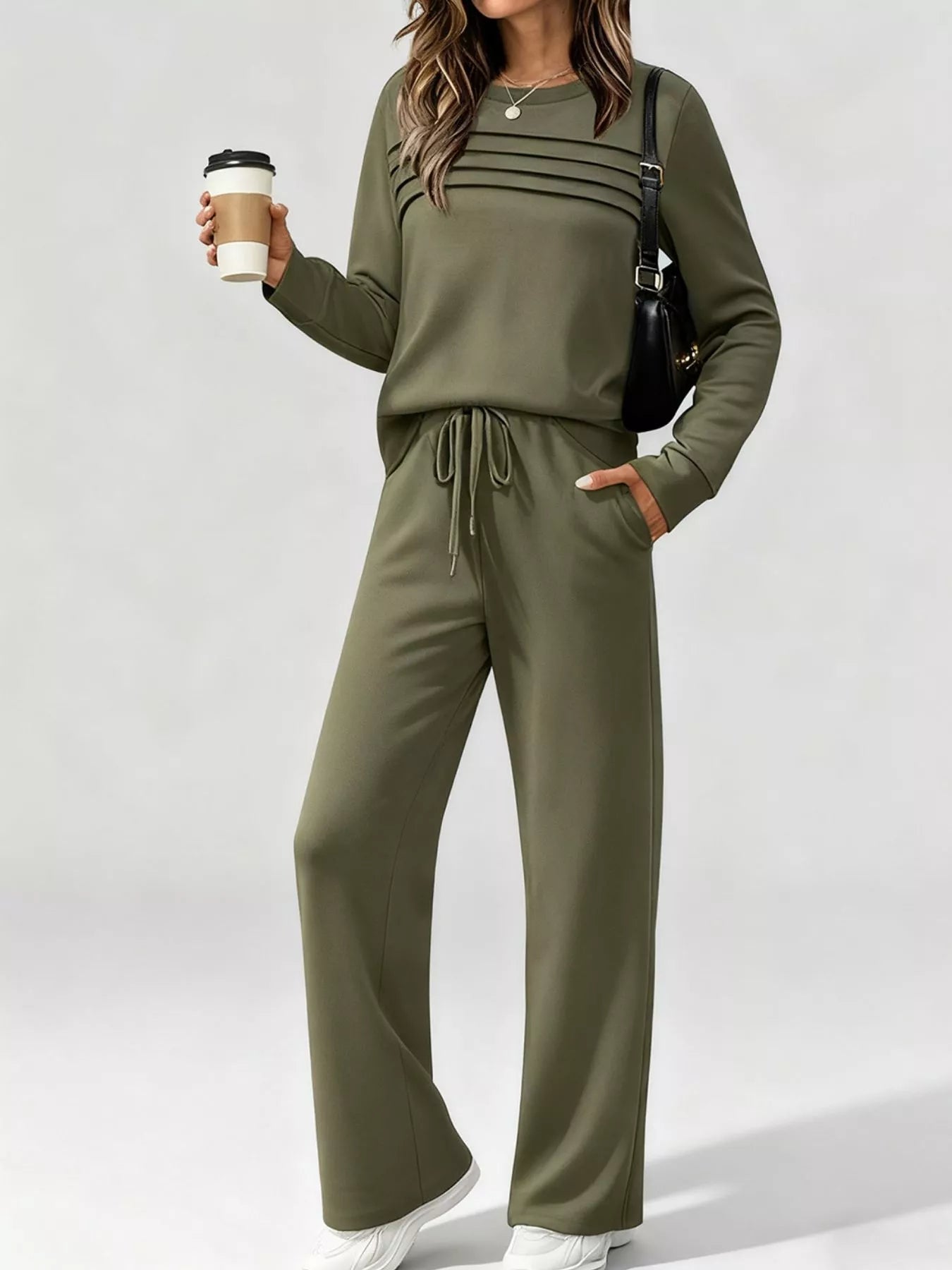 Full Size Casual Long Sleeve Top and Pants Set Plus Size - PBNJ FASHIONS