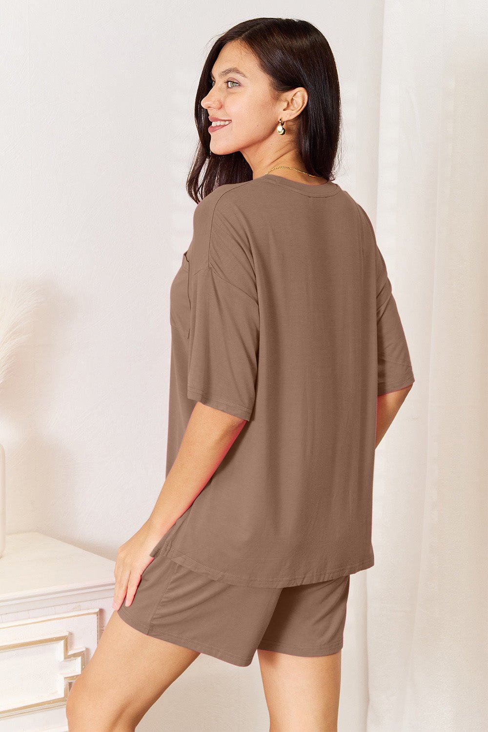 Basic Bae Full Size Soft Rayon Half Sleeve Top and Shorts Set - PBNJ FASHIONS