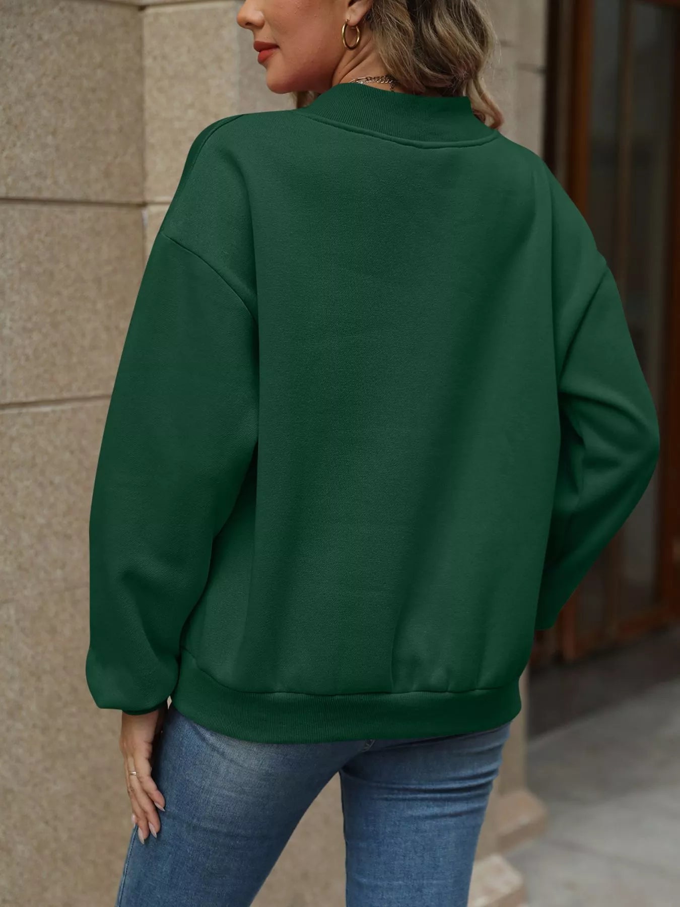 V - Neck Solid Color Casual Sweatshirt - PBNJ FASHIONS